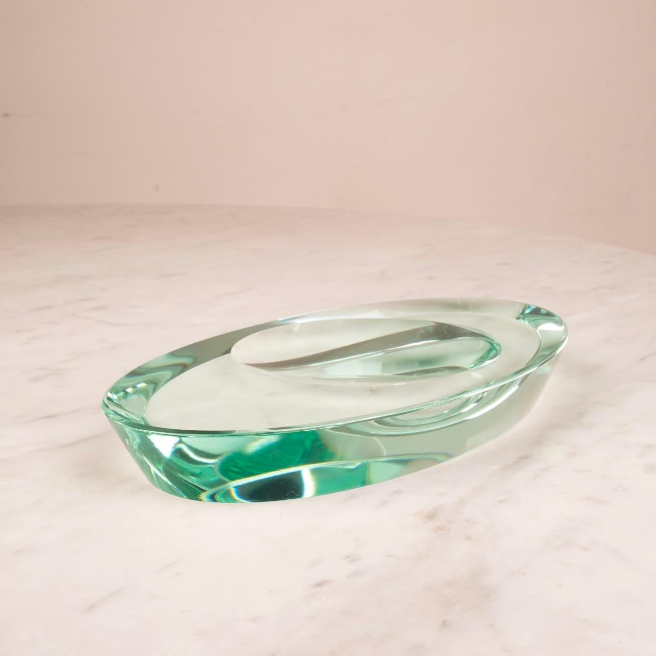 Bandeja valet de cristal verde Mid Century de Max Ingrand para Fontana Arte, 1960 en venta 5