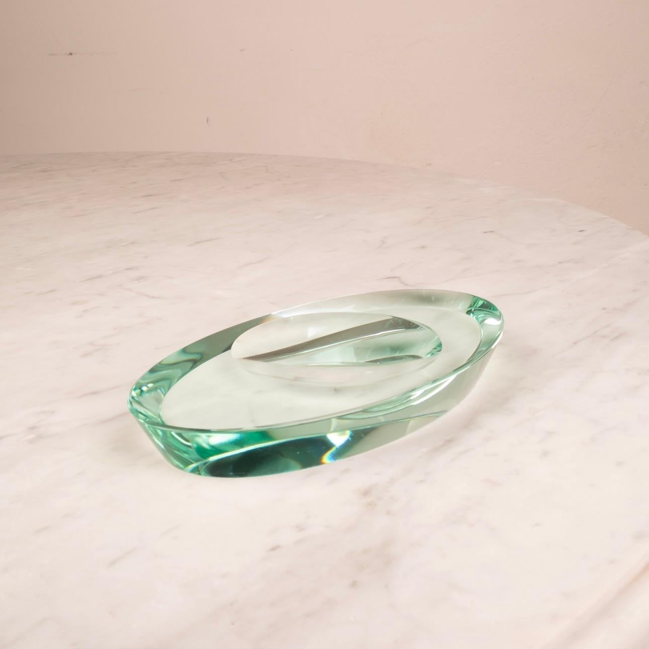 Bandeja valet de cristal verde Mid Century de Max Ingrand para Fontana Arte, 1960 en venta 6