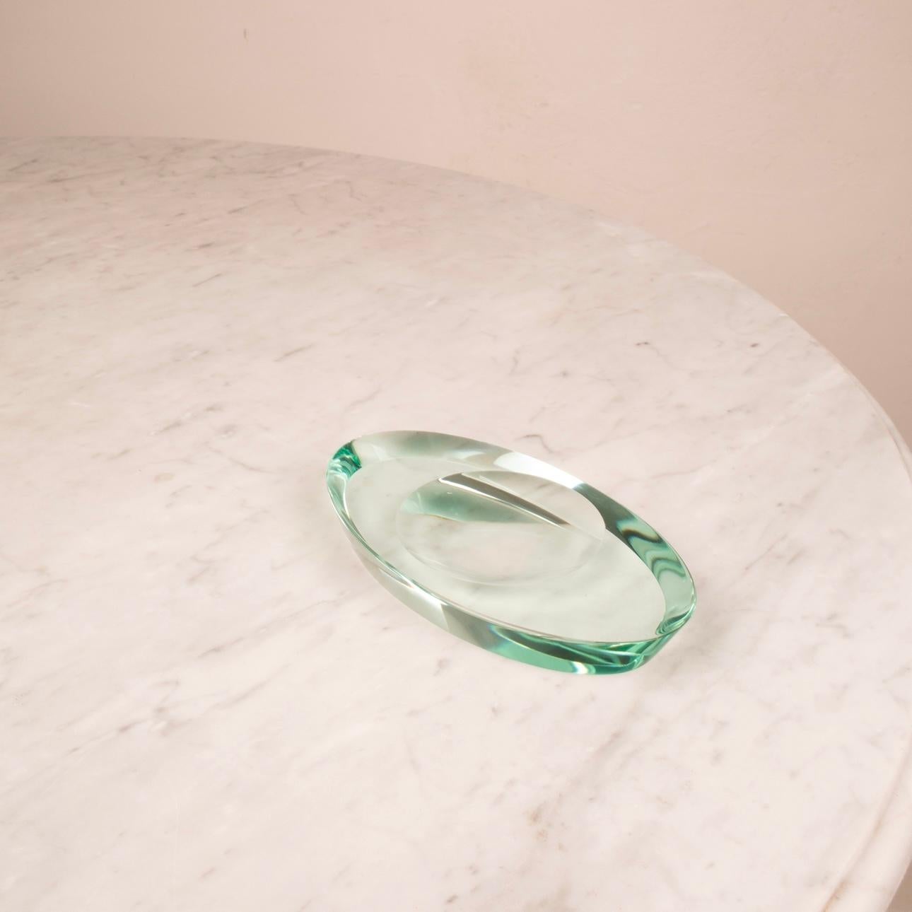 Bandeja valet de cristal verde Mid Century de Max Ingrand para Fontana Arte, 1960 Mid-20th Century en venta