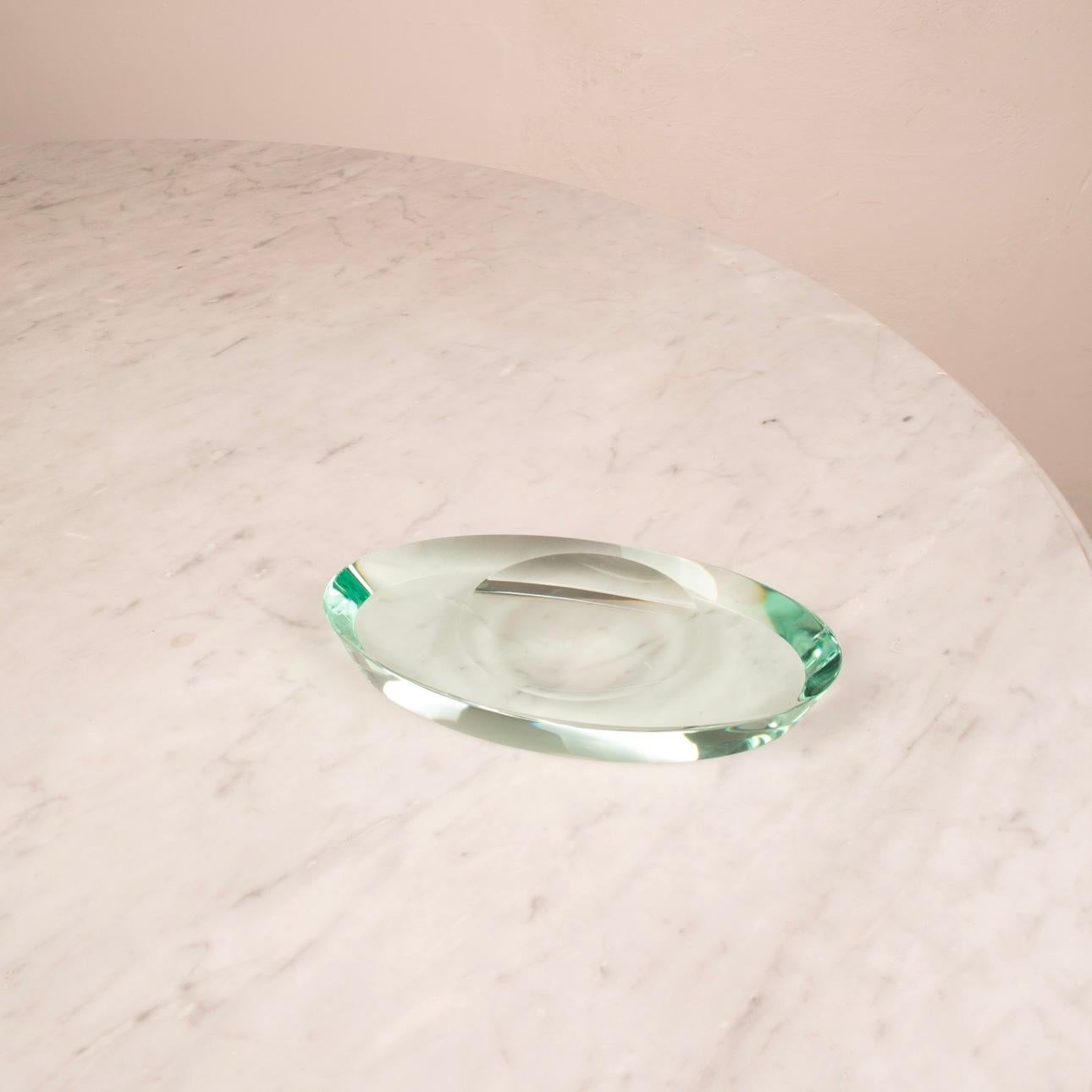 Bandeja valet de cristal verde Mid Century de Max Ingrand para Fontana Arte, 1960 Cristal en venta