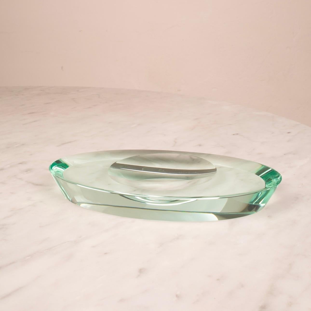 Bandeja valet de cristal verde Mid Century de Max Ingrand para Fontana Arte, 1960 en venta 1