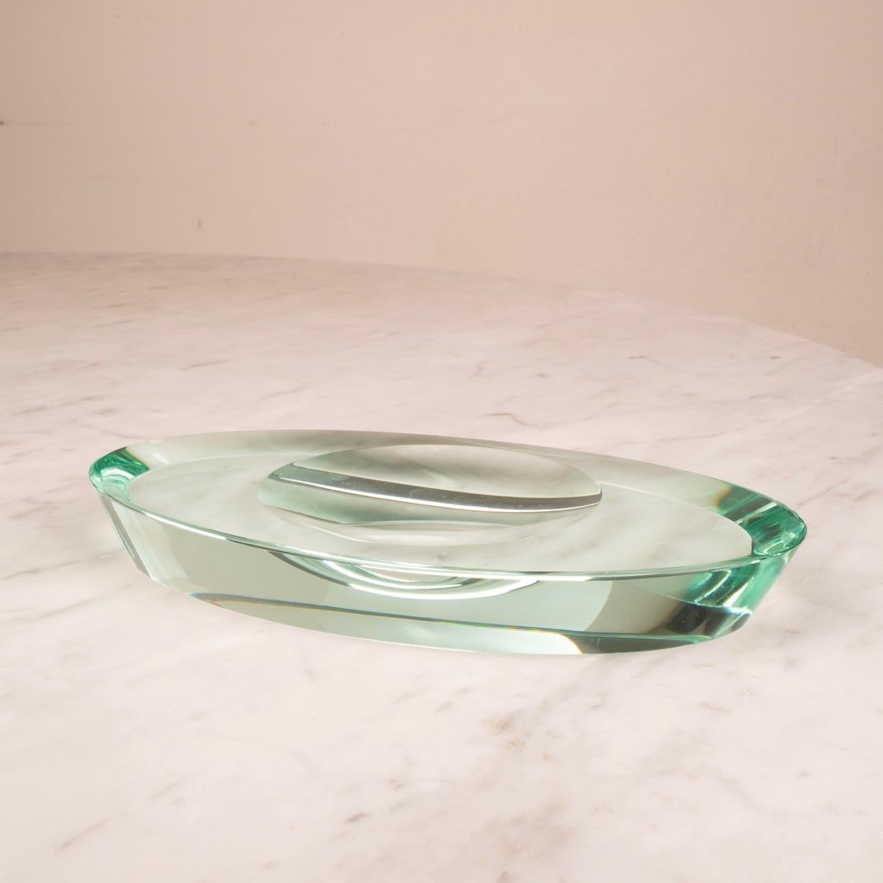 Bandeja valet de cristal verde Mid Century de Max Ingrand para Fontana Arte, 1960 en venta 3