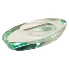 Bandeja valet de cristal verde Mid Century de Max Ingrand para Fontana Arte, 1960