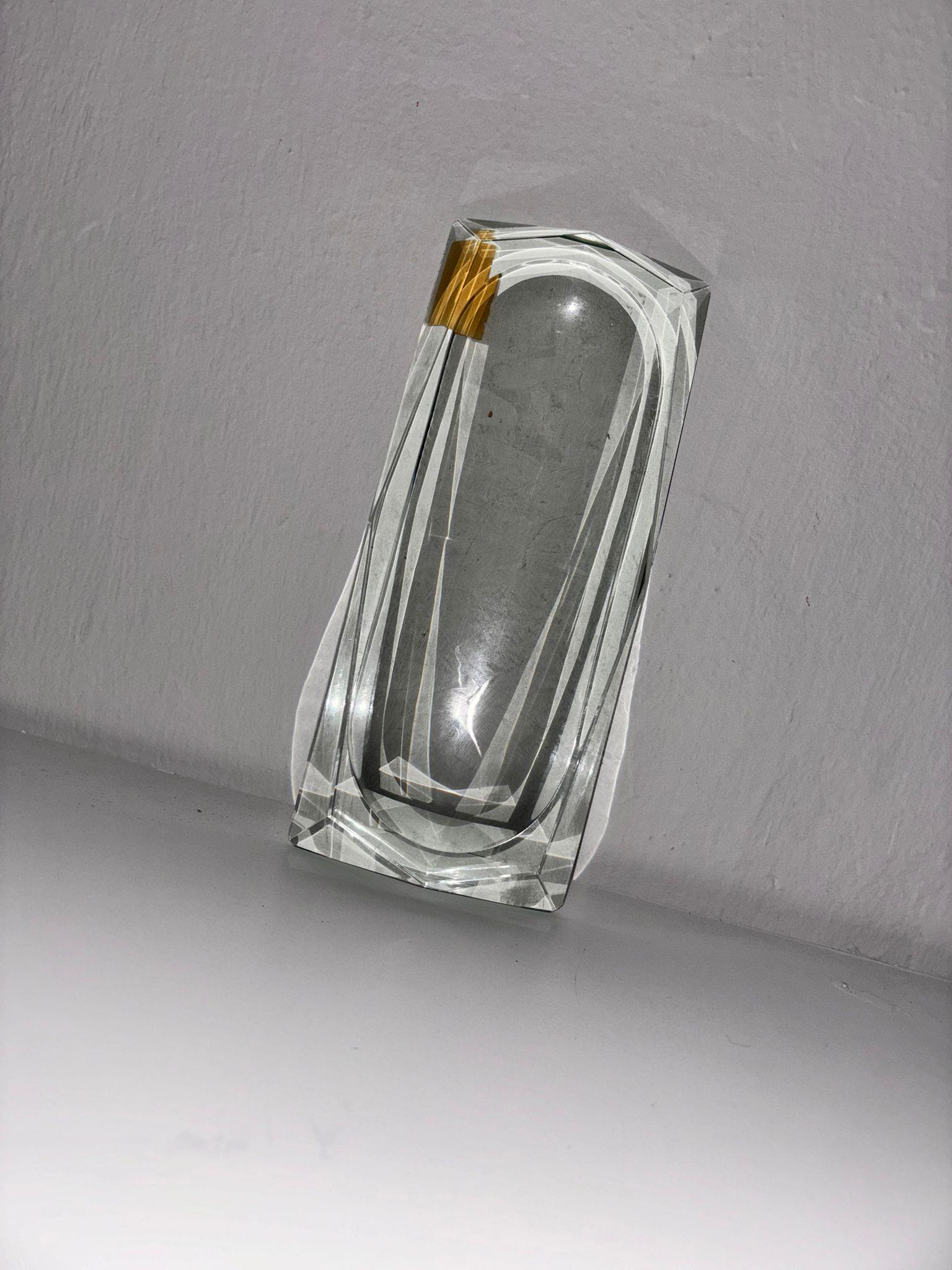 Crystal Max Ingrand rectangular pocket emptier, Fountain with signature 1950s For Sale