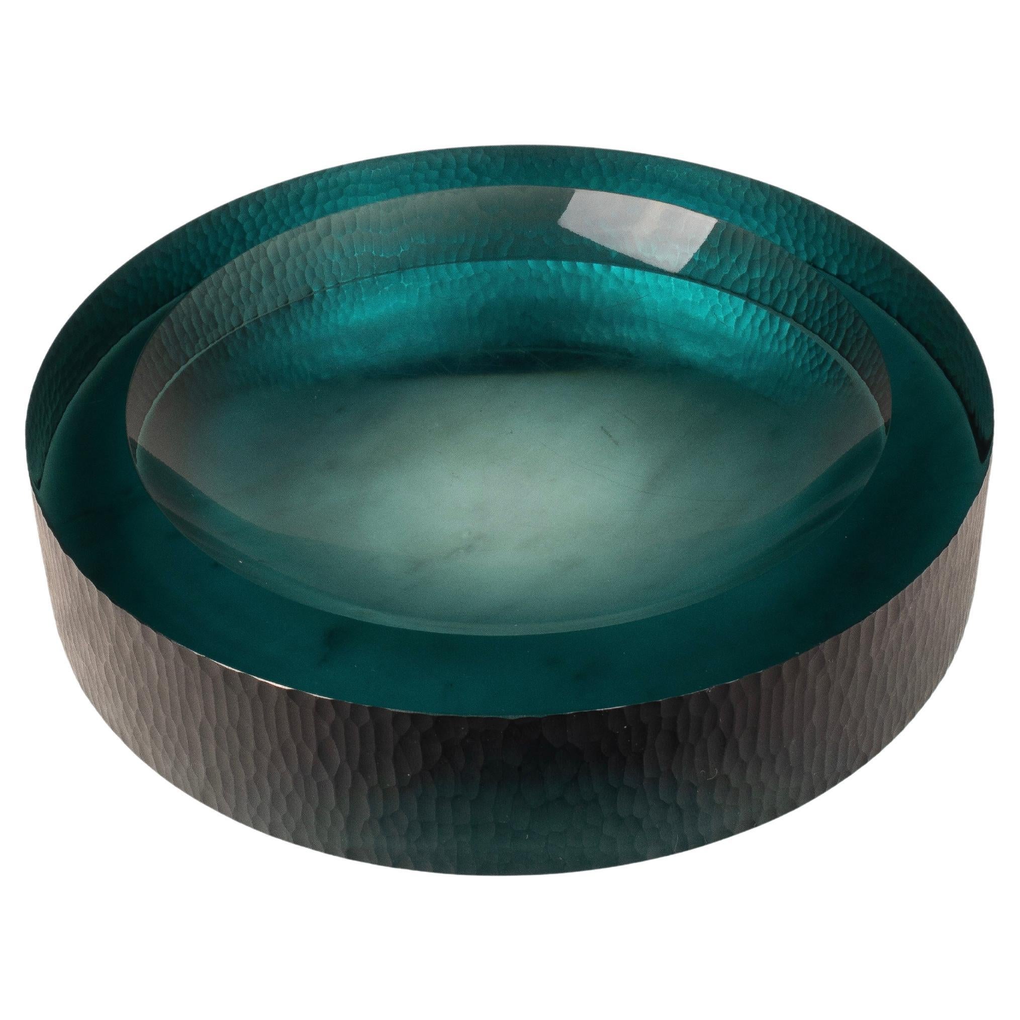 Raro Battuto Murano Glass Catchall o Centro de mesa Italia 1960 en venta