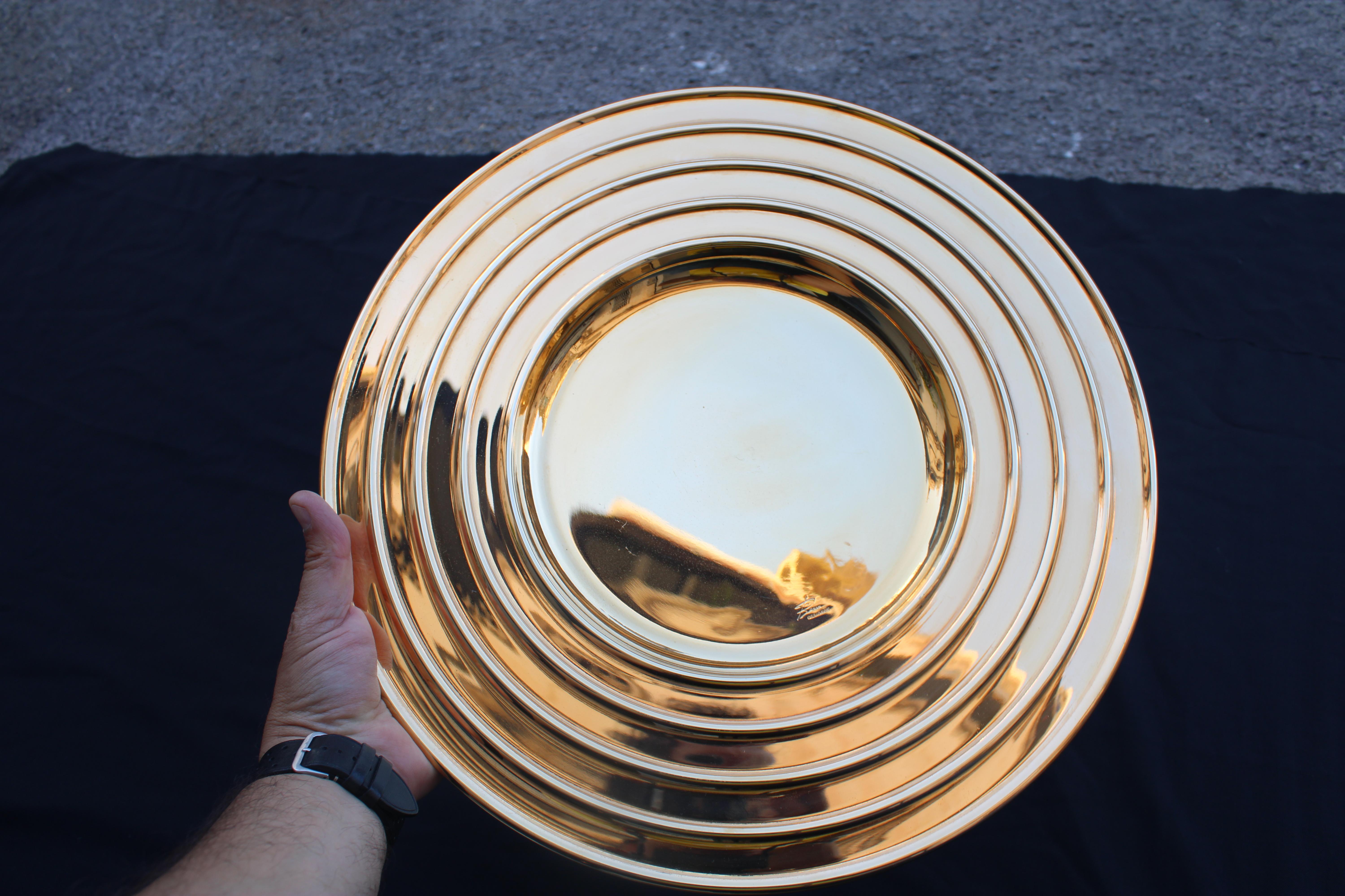 Late 20th Century Svuotatasche Piatto rotondo di Design bagno oro 24KT in vendita