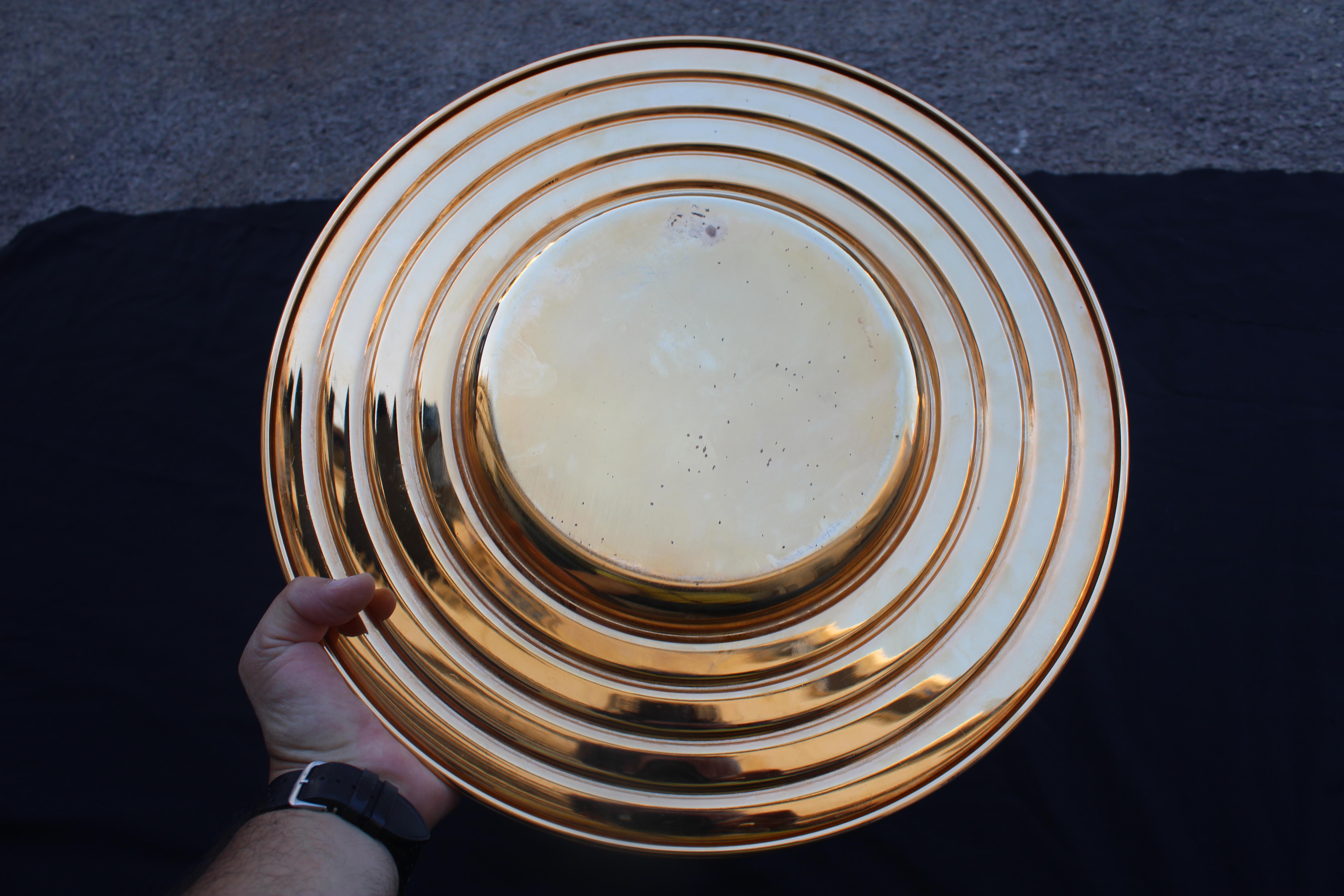 Placcato oro Svuotatasche Piatto rotondo di Design bagno oro 24KT in vendita