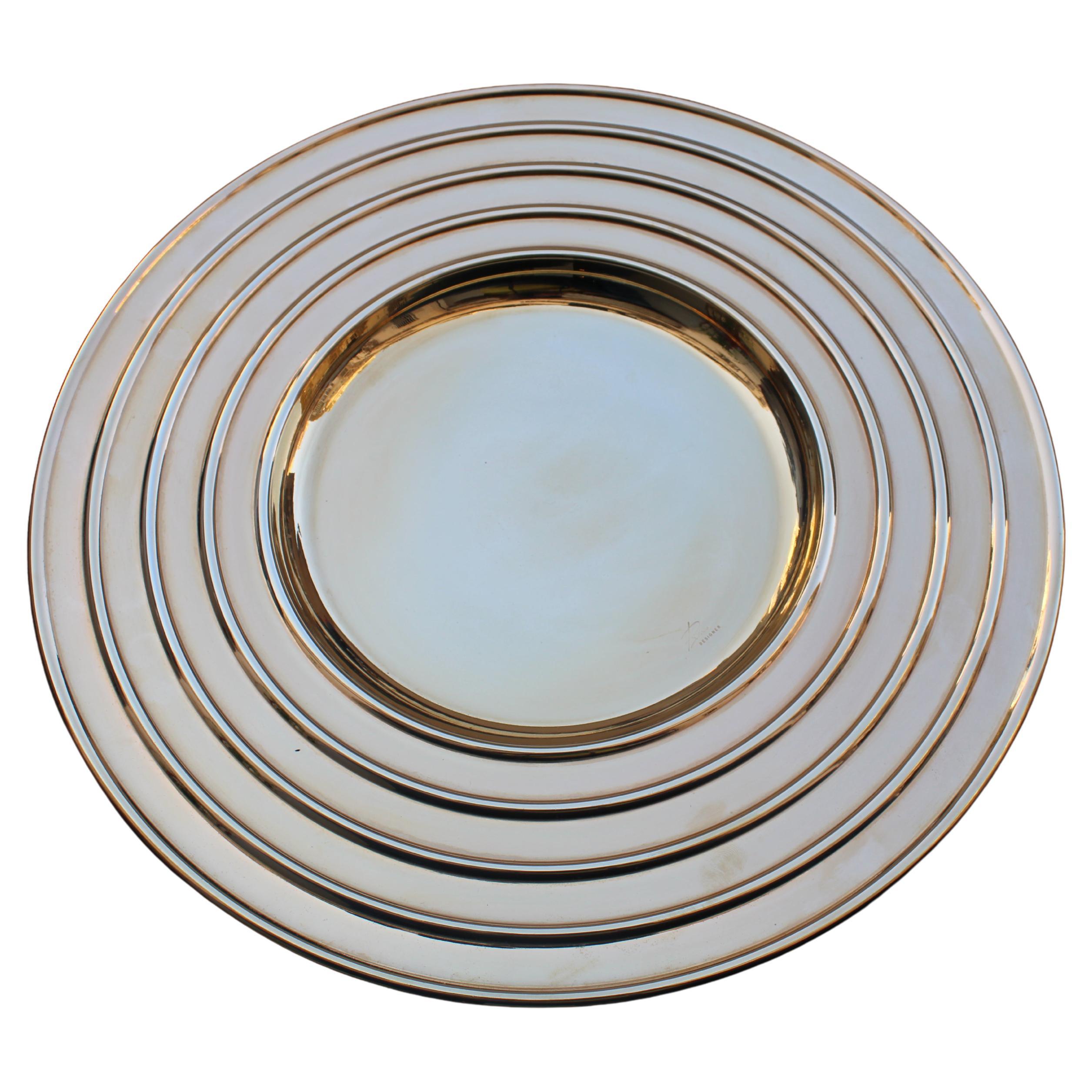 Svuotatasche Piatto rotondo di Design bagno oro 24KT in vendita