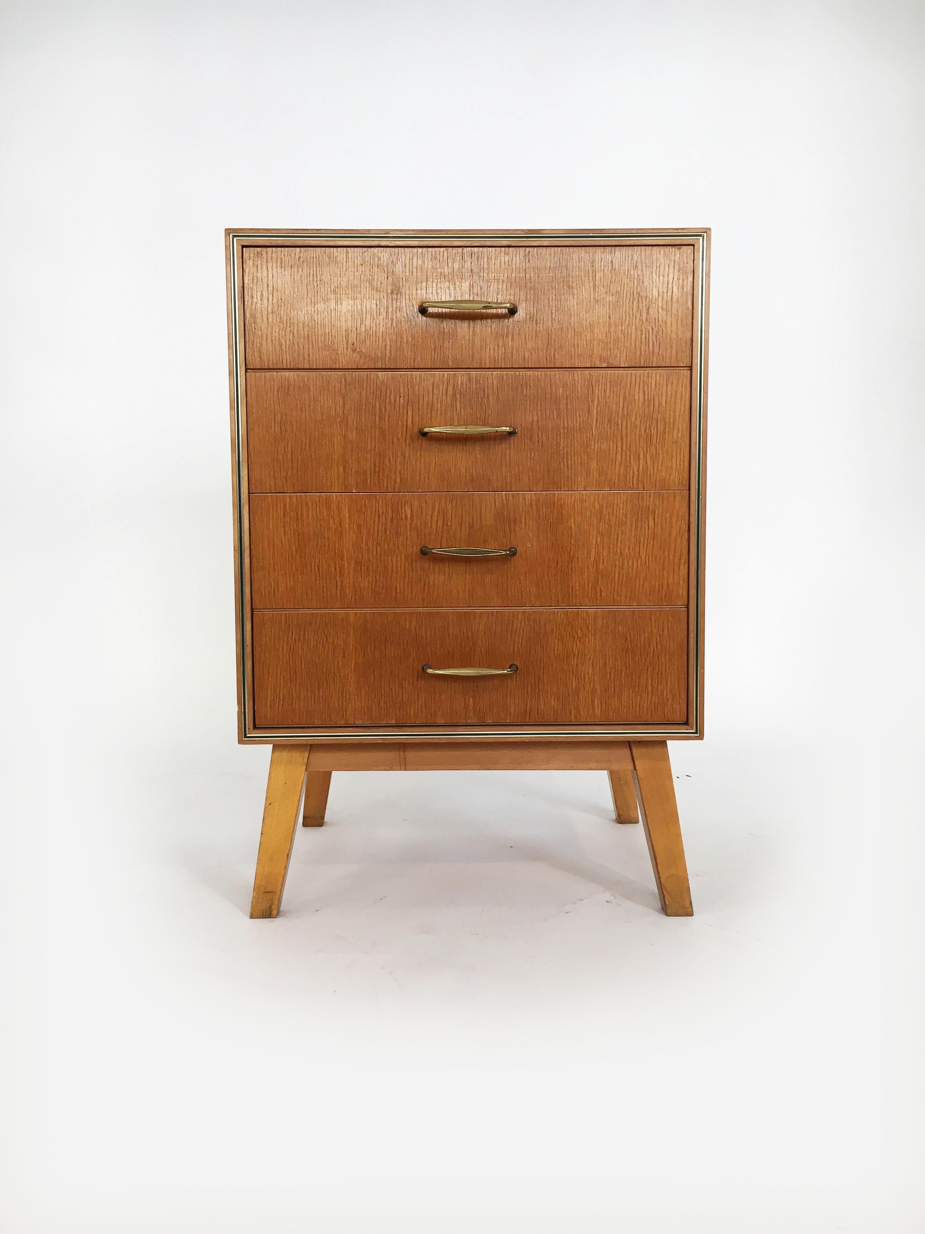 Beech SW Möbel Sideboard, Chest of Drawers, Bookcase Collection, Vienna, 1950s For Sale