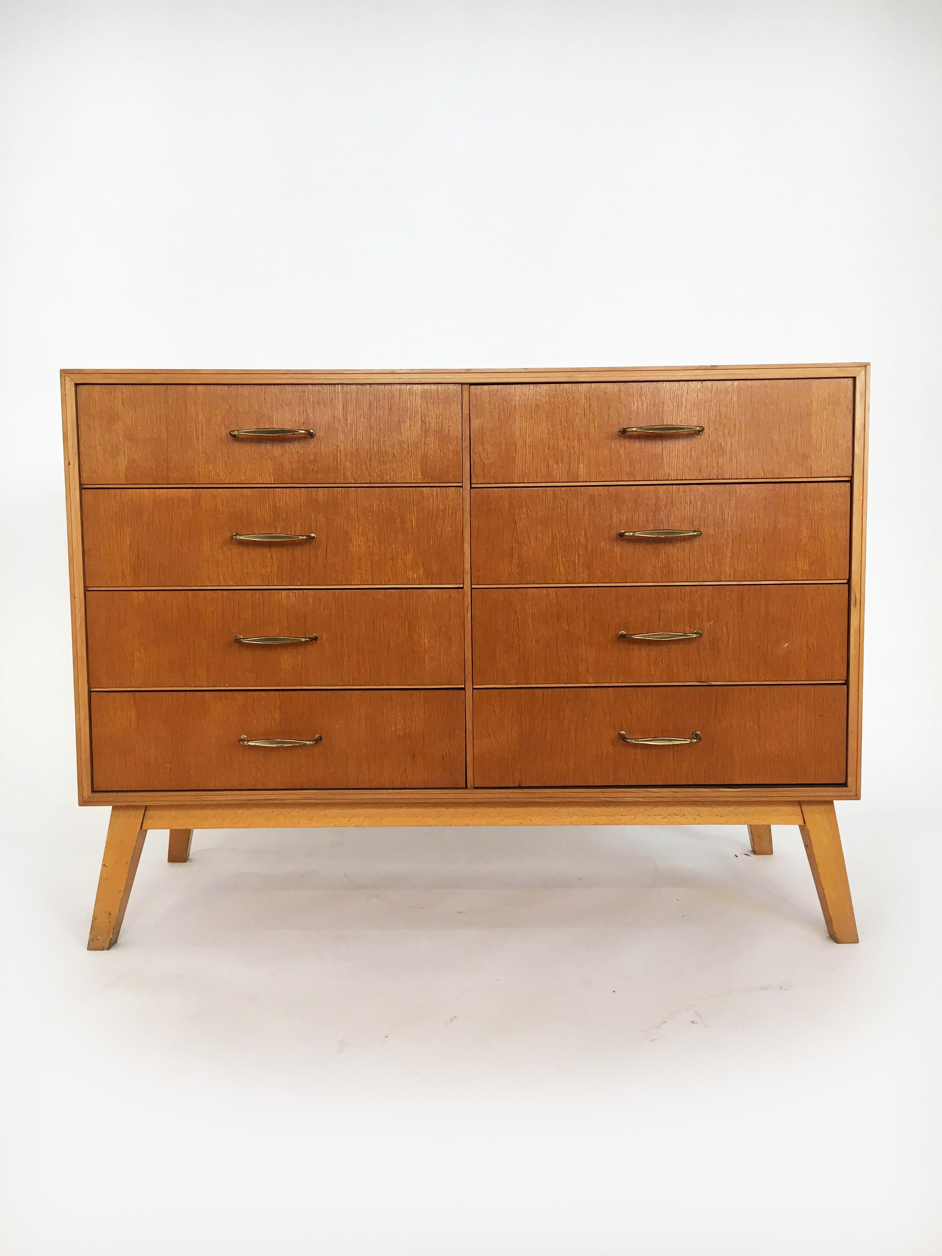 SW Möbel sideboard Vienna, SW Möbel sideboard, chest of drawers, bookcase collection, Vienna, 1950s. SW Möbel (Soziale Wohnkultur) was a furniture brand of the 1950s, created to provide modern functional furniture at affordable prices for small