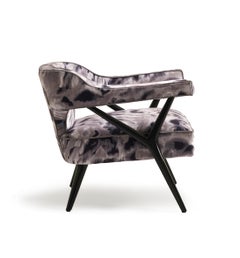 SW2 Gray Lounge Armchair In Wood Black Matt Lacquered