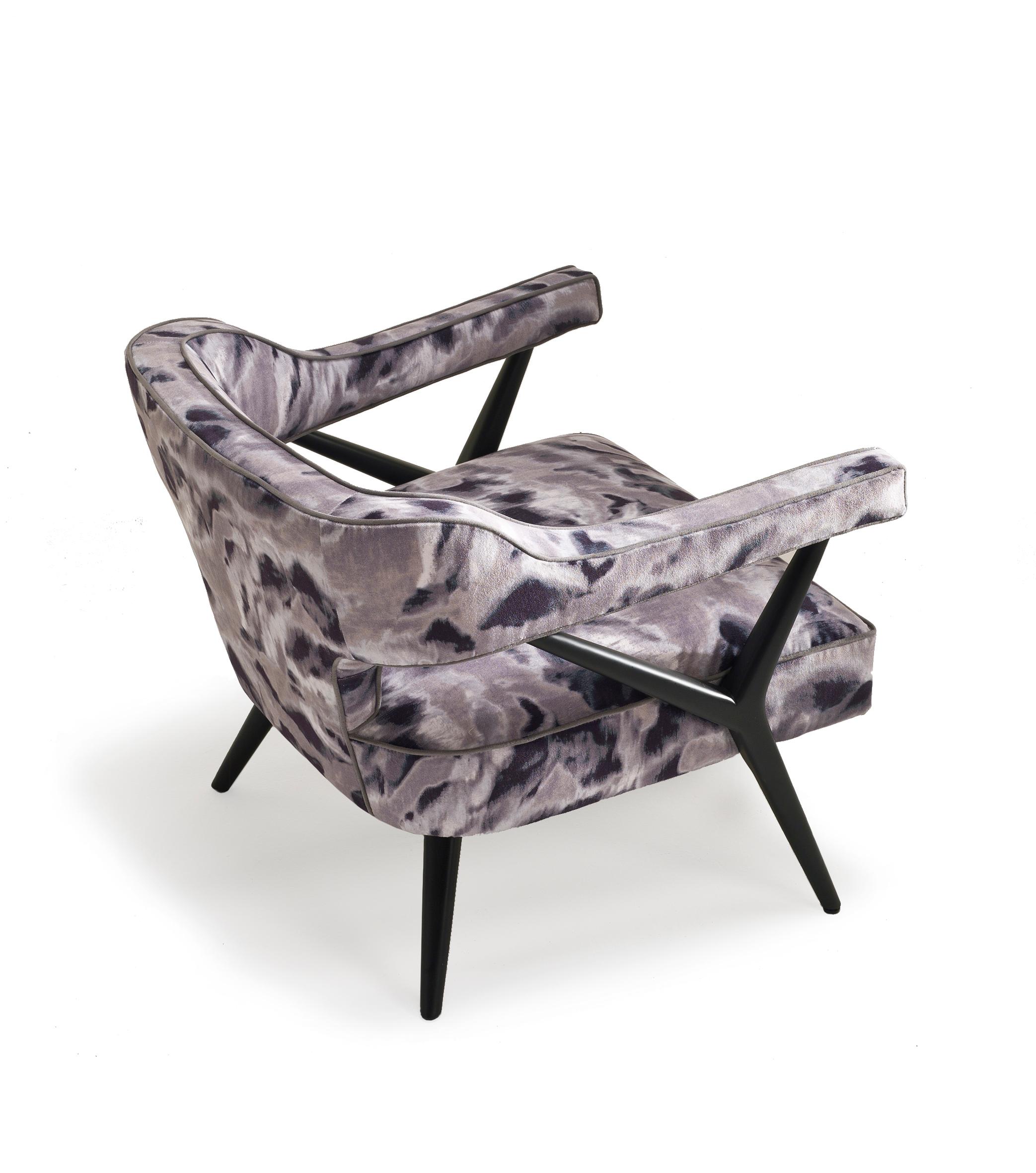 SW2 Gray Lounge Armchair In Wood Black Matt Lacquered  In New Condition For Sale In Lentate sul Seveso, Monza e Brianza