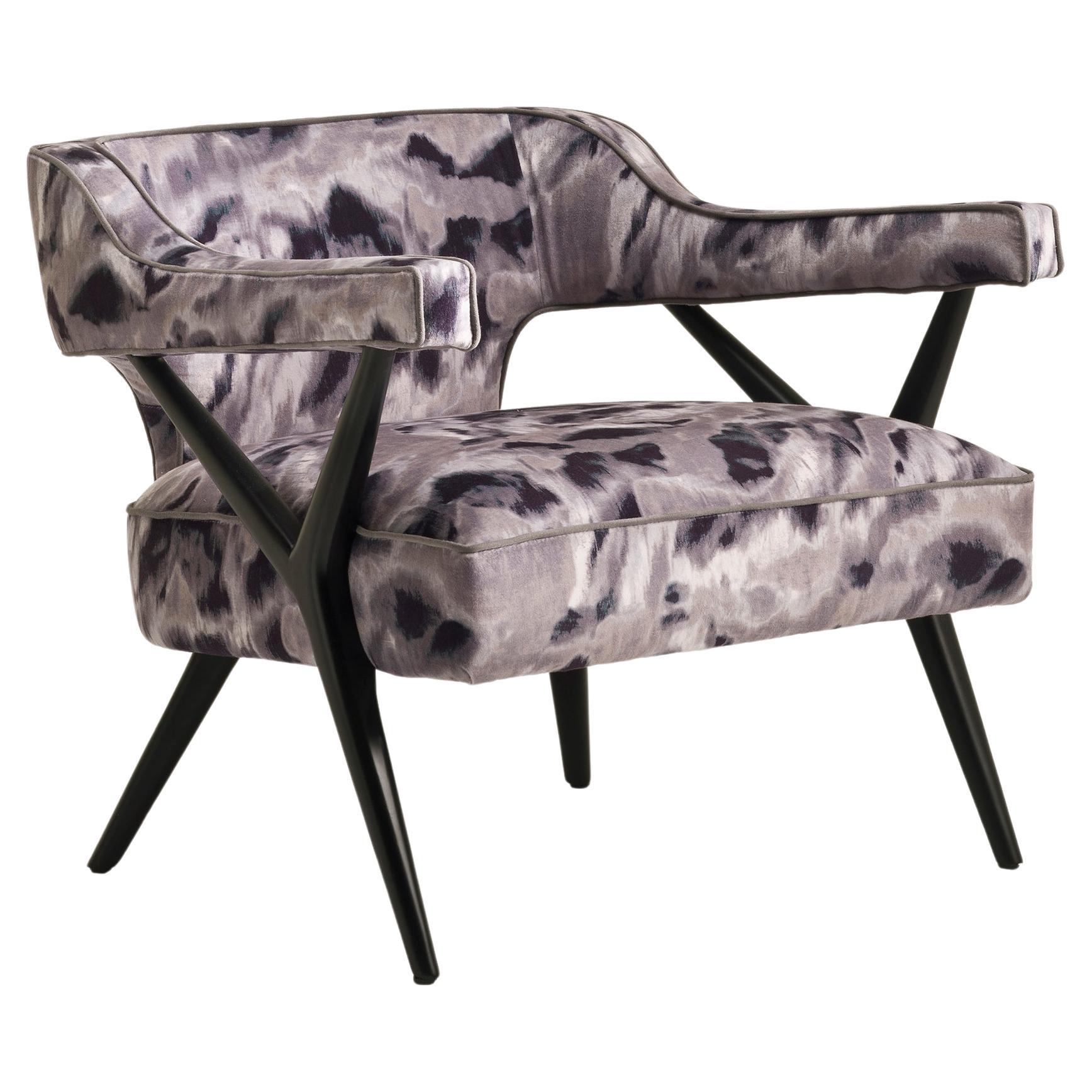 SW2 Gray Lounge Armchair In Wood Black Matt Lacquered  For Sale