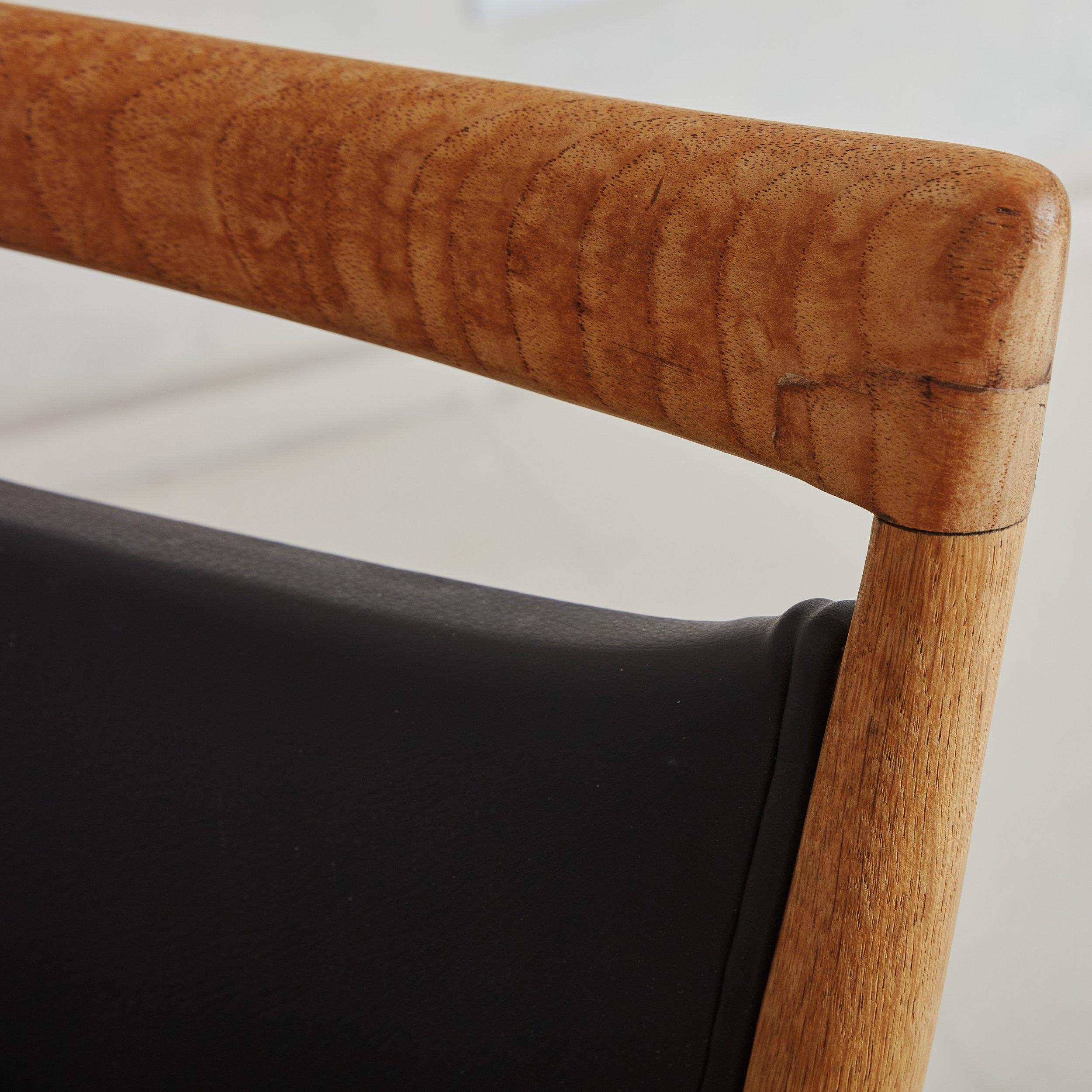 'SW86' Black Vinyl + Oak Dining Chair by Finn Juhl - 3 Available For Sale 7