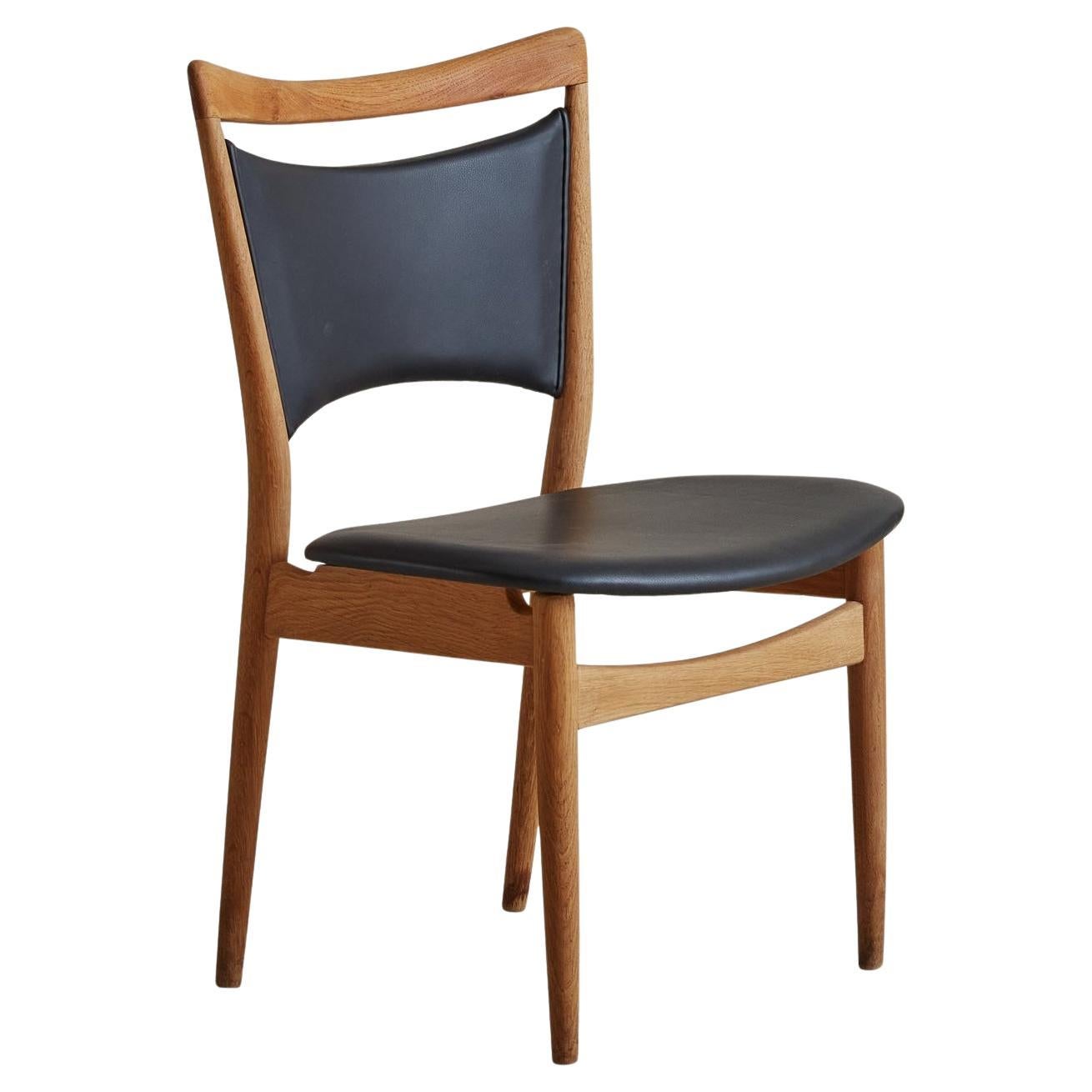 'SW86' Black Vinyl + Oak Dining Chair by Finn Juhl - 3 Available
