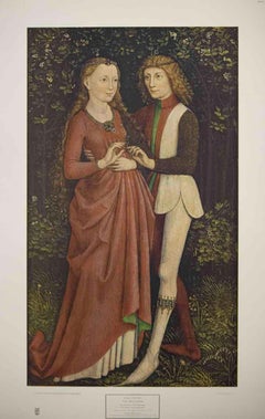 "The Two Lovers", Lithograph Attributed to the Swabian School, Printed in USA. 