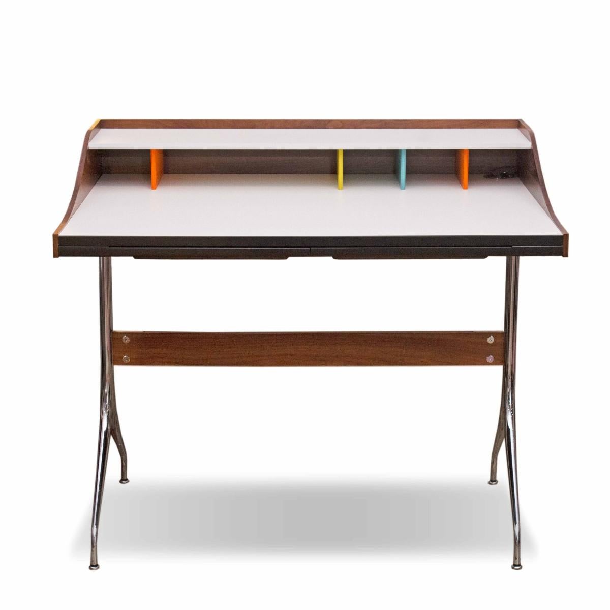 A swag leg desk designed by George Nelson for Herman Miller. Made in USA, circa 1990.