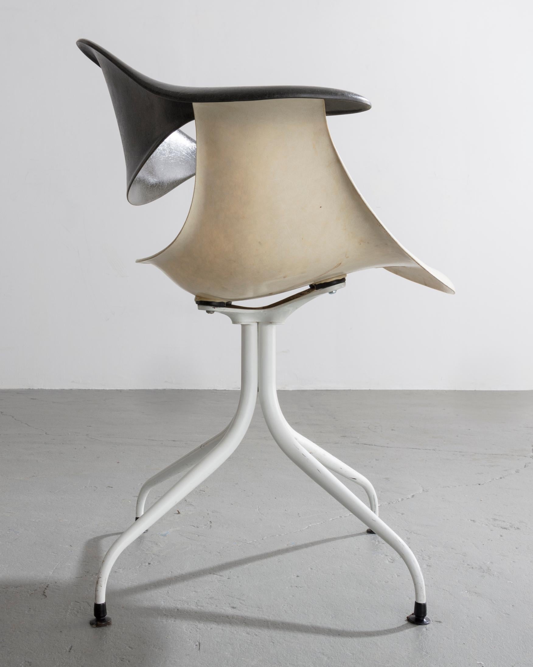 Modern Swaged Leg Chair in Gray and White by Georg Nelson & Associates, 1954 For Sale