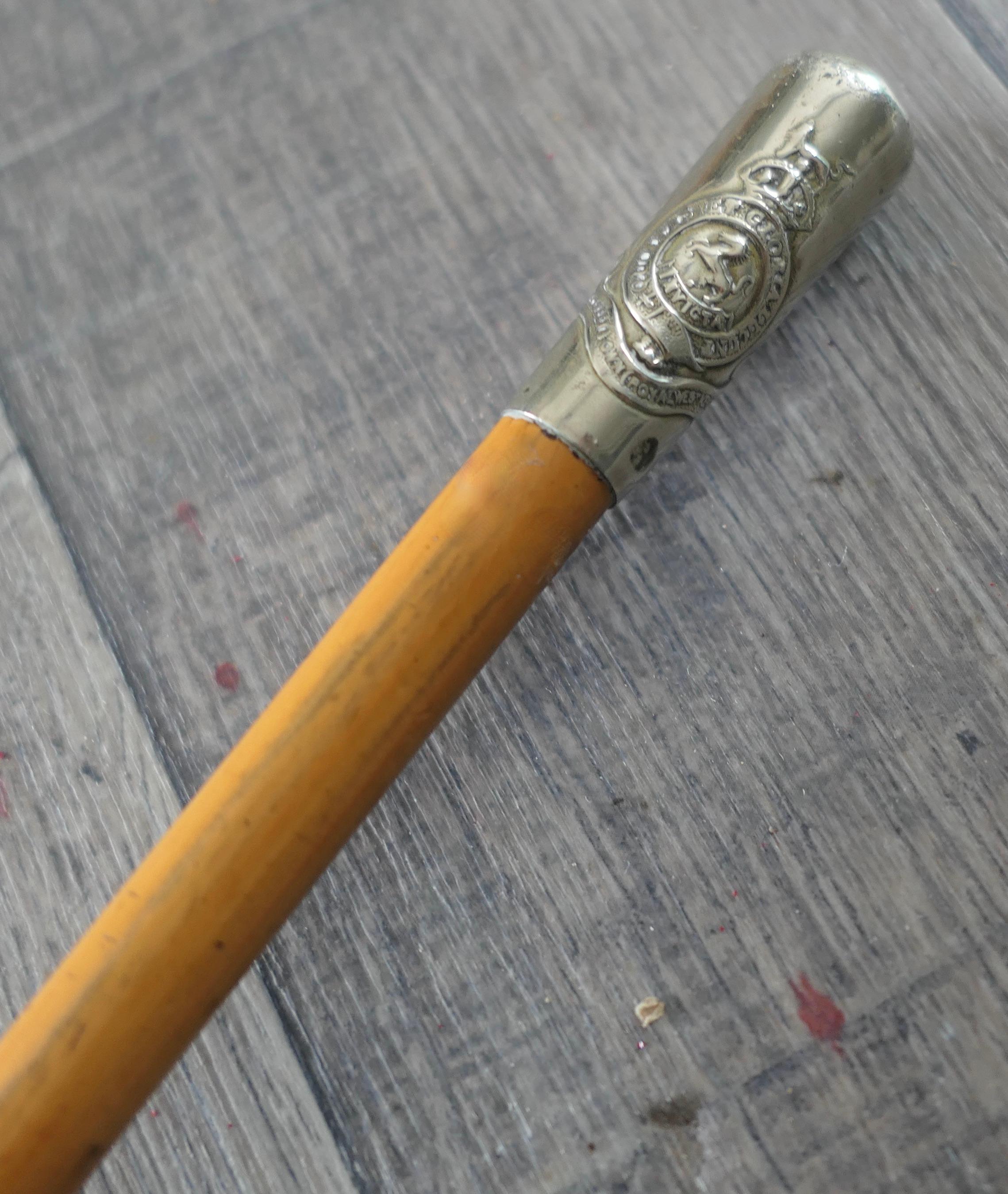 Swagger Stick from The Queen’s Own Royal West Kent Regiment    In Good Condition For Sale In Chillerton, Isle of Wight