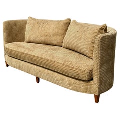 Swaim Classics Curved Danish Style Gold Beige Chenille Sofa