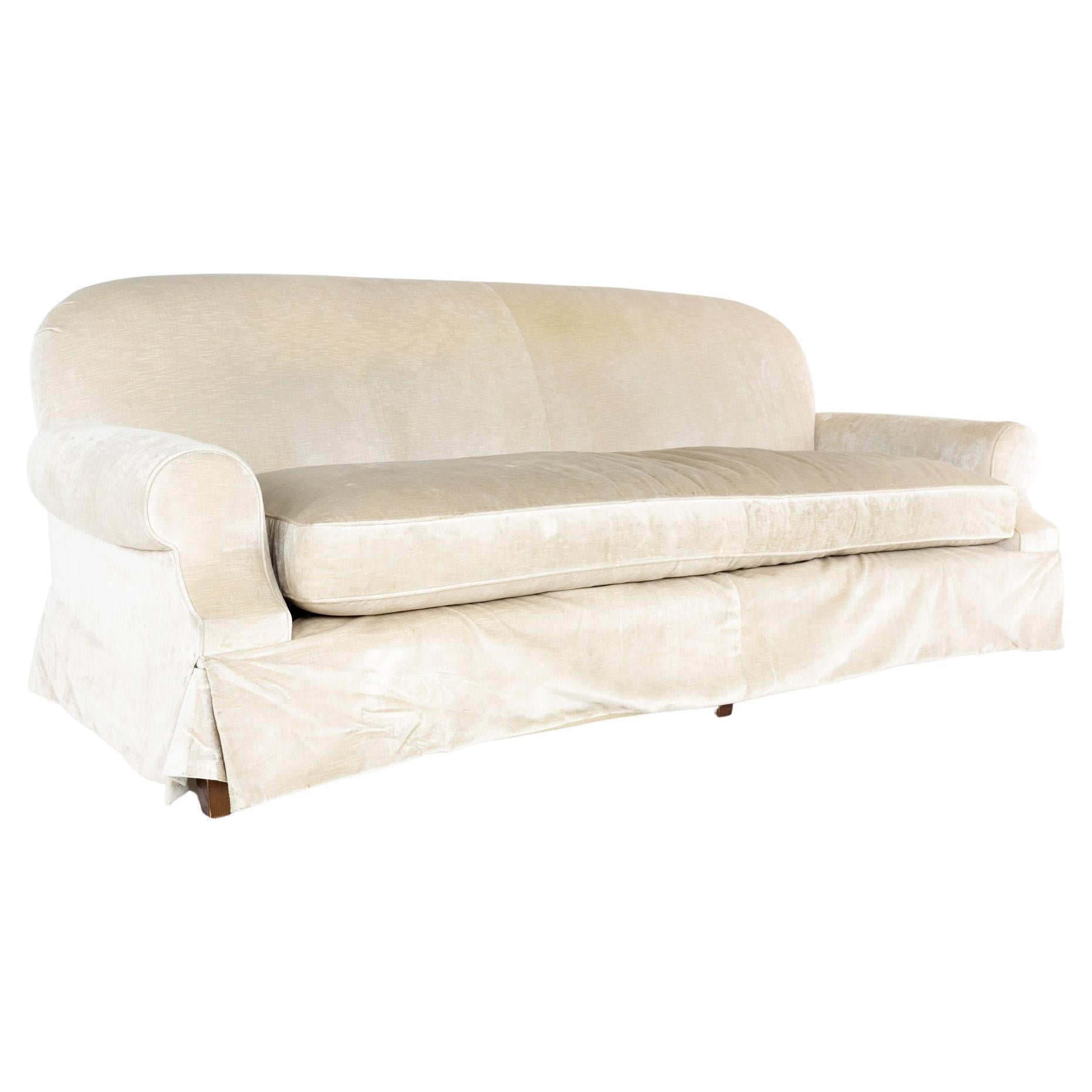 Swaim Contemporary Cream Colored Sofa in Mohair For Sale