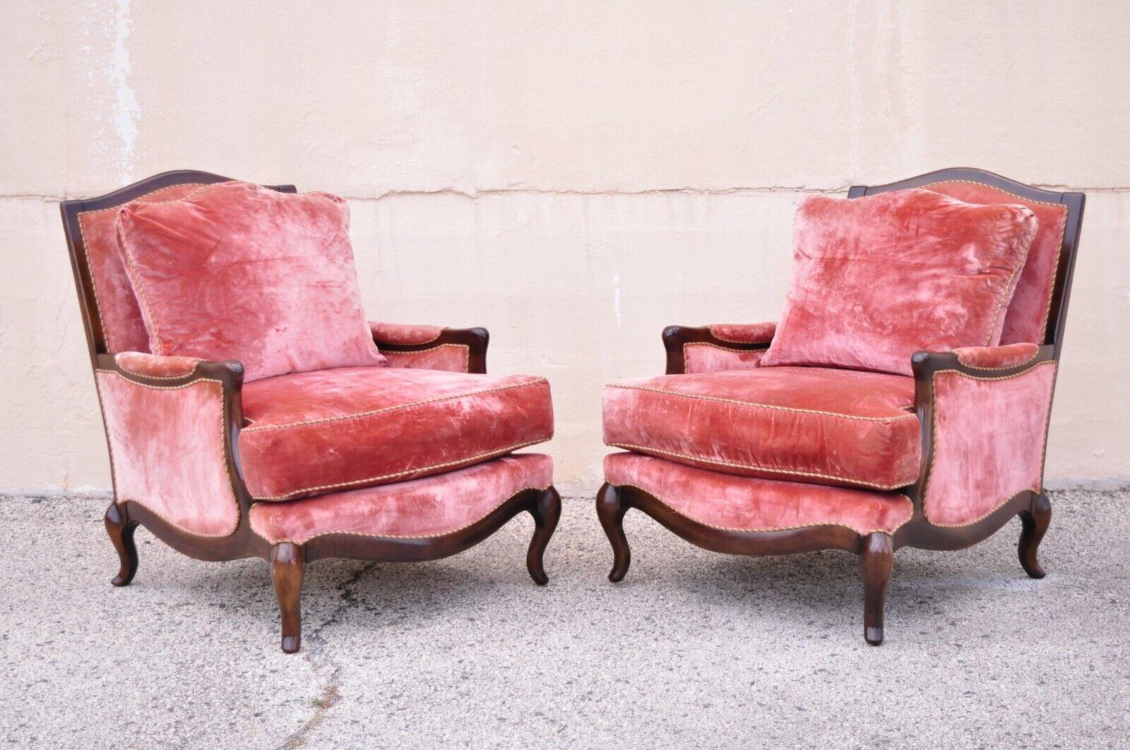 Swaim French Country Hollywood Regency Lattice Back Club Lounge Chairs, a Pair In Good Condition In Philadelphia, PA