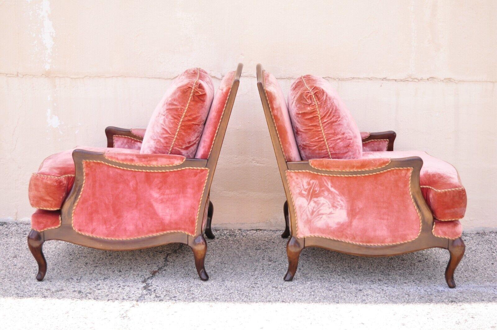 Swaim French Country Hollywood Regency Lattice Back Club Lounge Chairs, a Pair 1