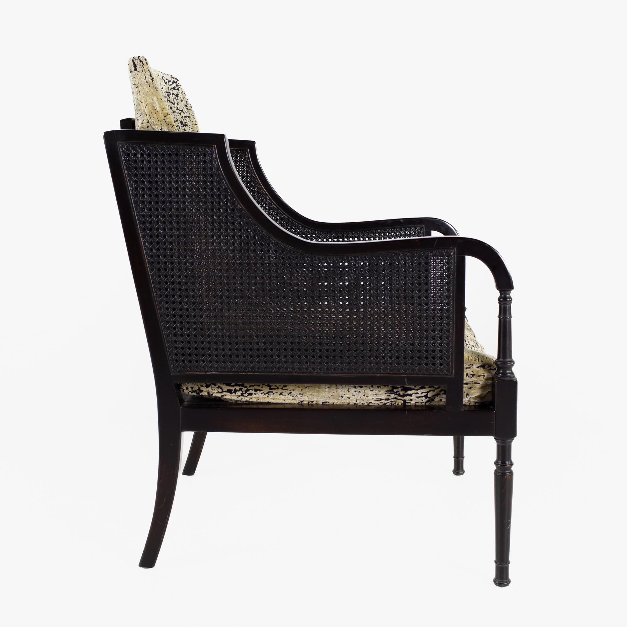 American Swaim Mid-Century Ebonized Cane Lounge Chair For Sale