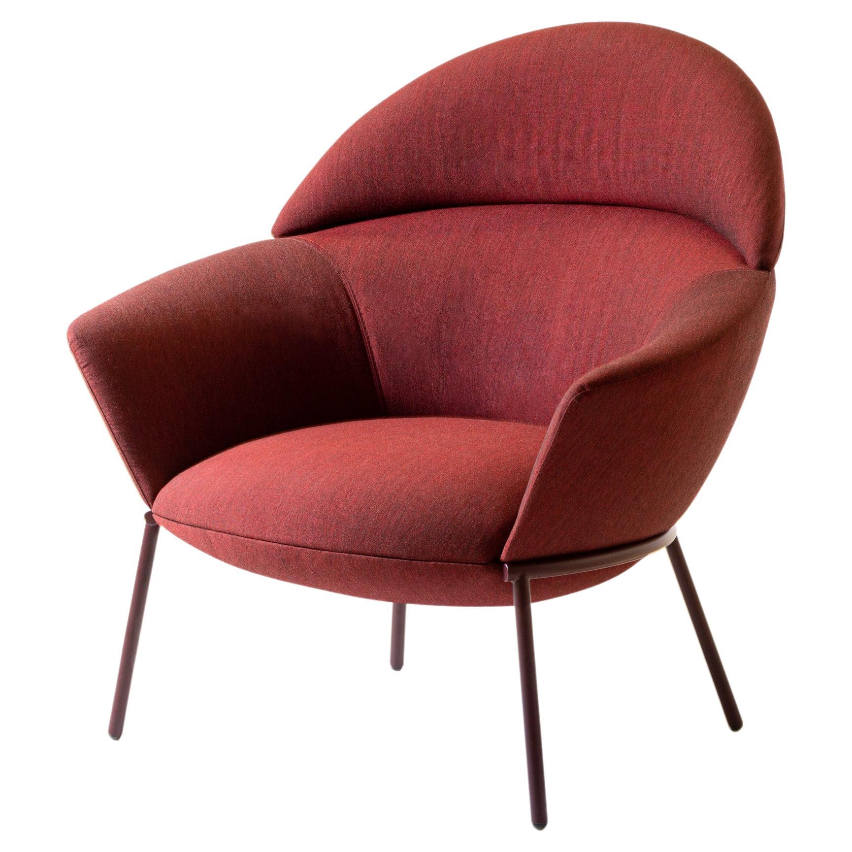 Swale High Armchair in Mélange Upholstery with Plum Base by Gordon Guillaumier For Sale