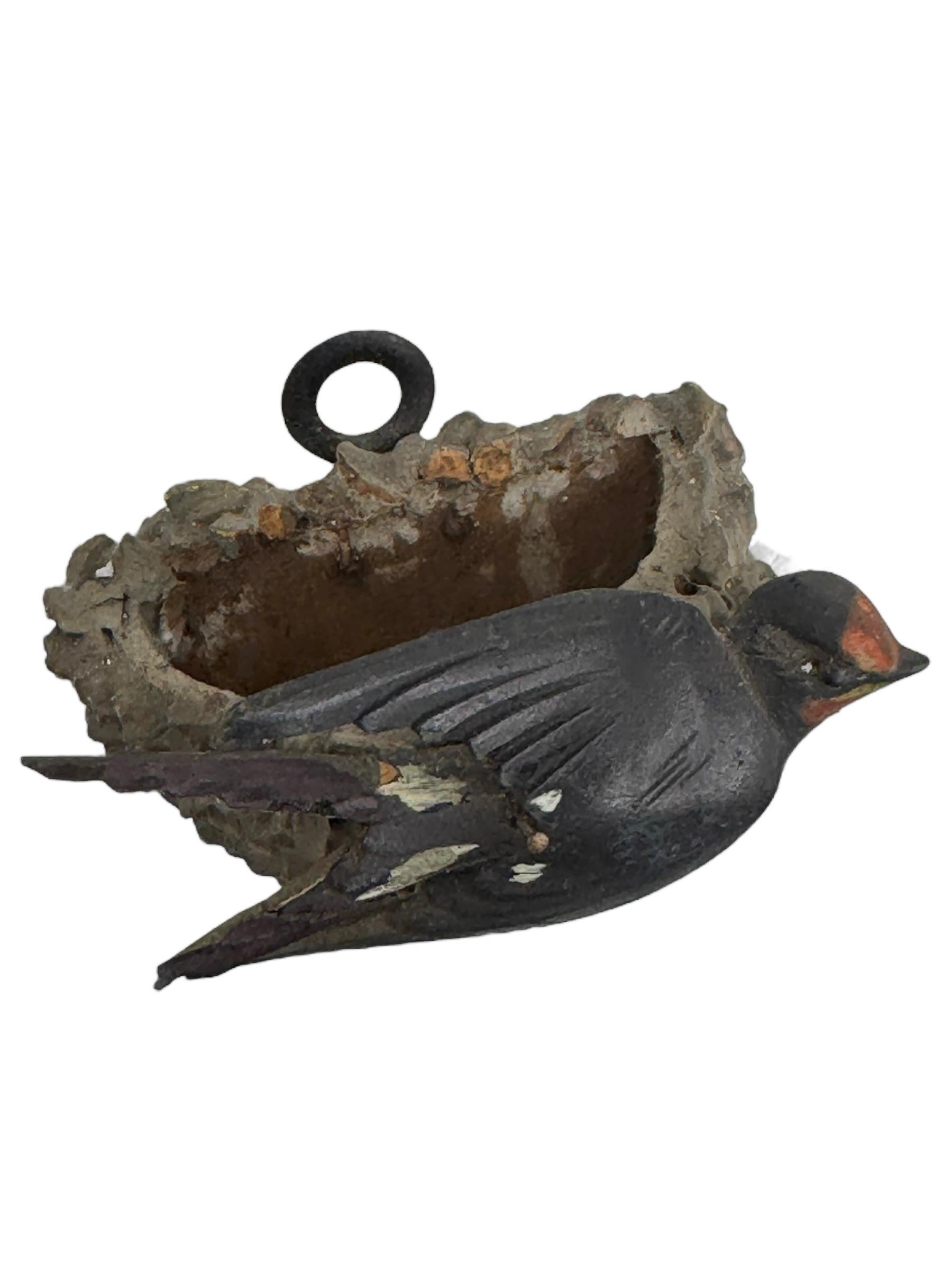 Nido de Golondrina Black Forest Soporte de Pared Antiguo Arte Popular 1890s Alemán