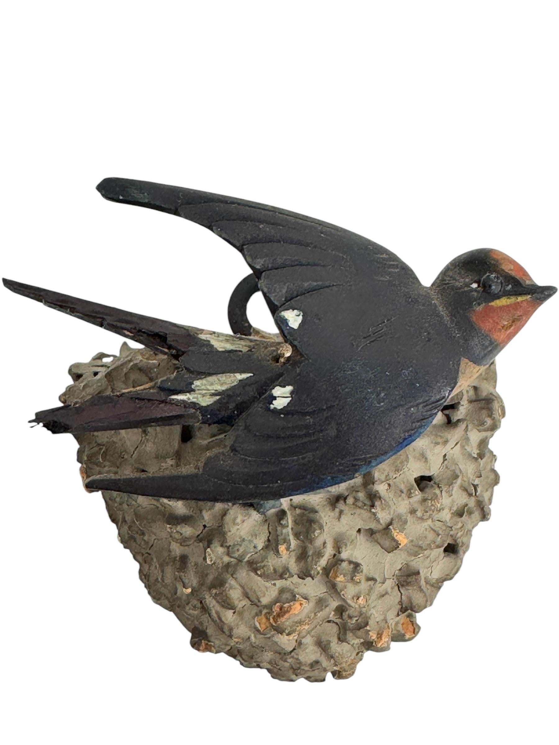Nido de Golondrina Black Forest Soporte de Pared Antiguo Arte Popular 1890s Madera