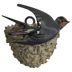Swallow Nest Black Forest Catchall Holder Wall Mount Antique Folk Art 1890s