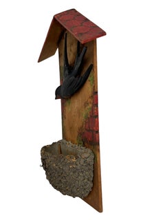 Swallow Nest Black Forest Catchall Holder Wall Mount Antique Folk Art 1900s