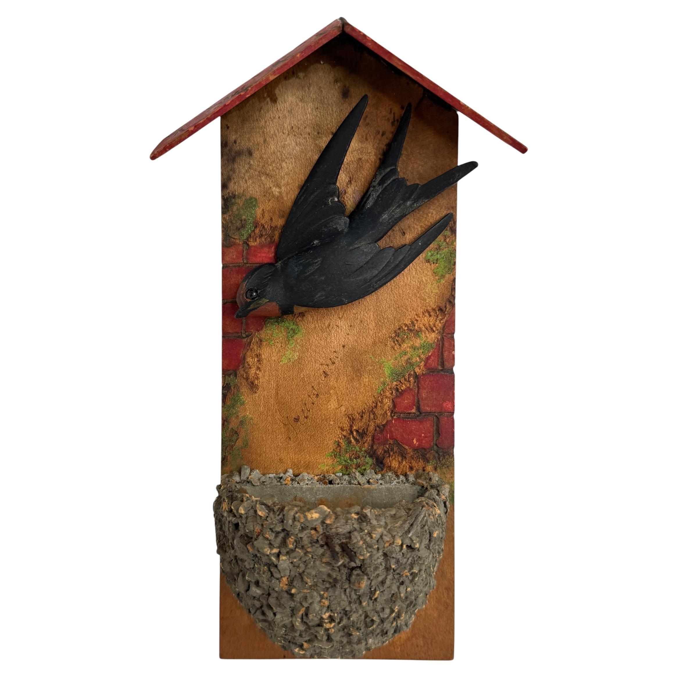 Nido de Golondrina Black Forest Soporte de Pared Antiguo Arte Popular 1900s