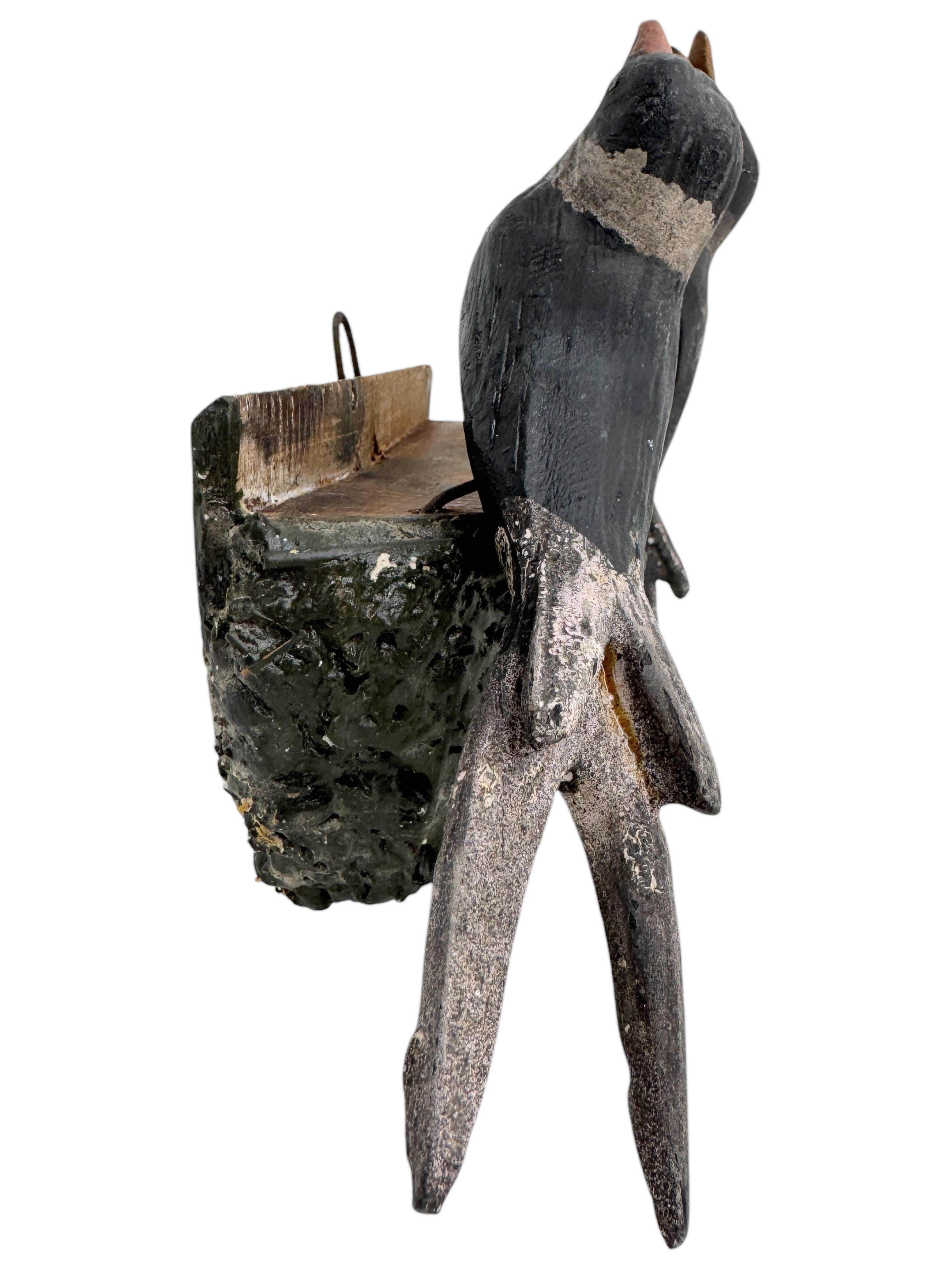 Swallow Nest Vichtauer Hand Carved Wood Bird Black Forest Folk Art Austria 1880s 3