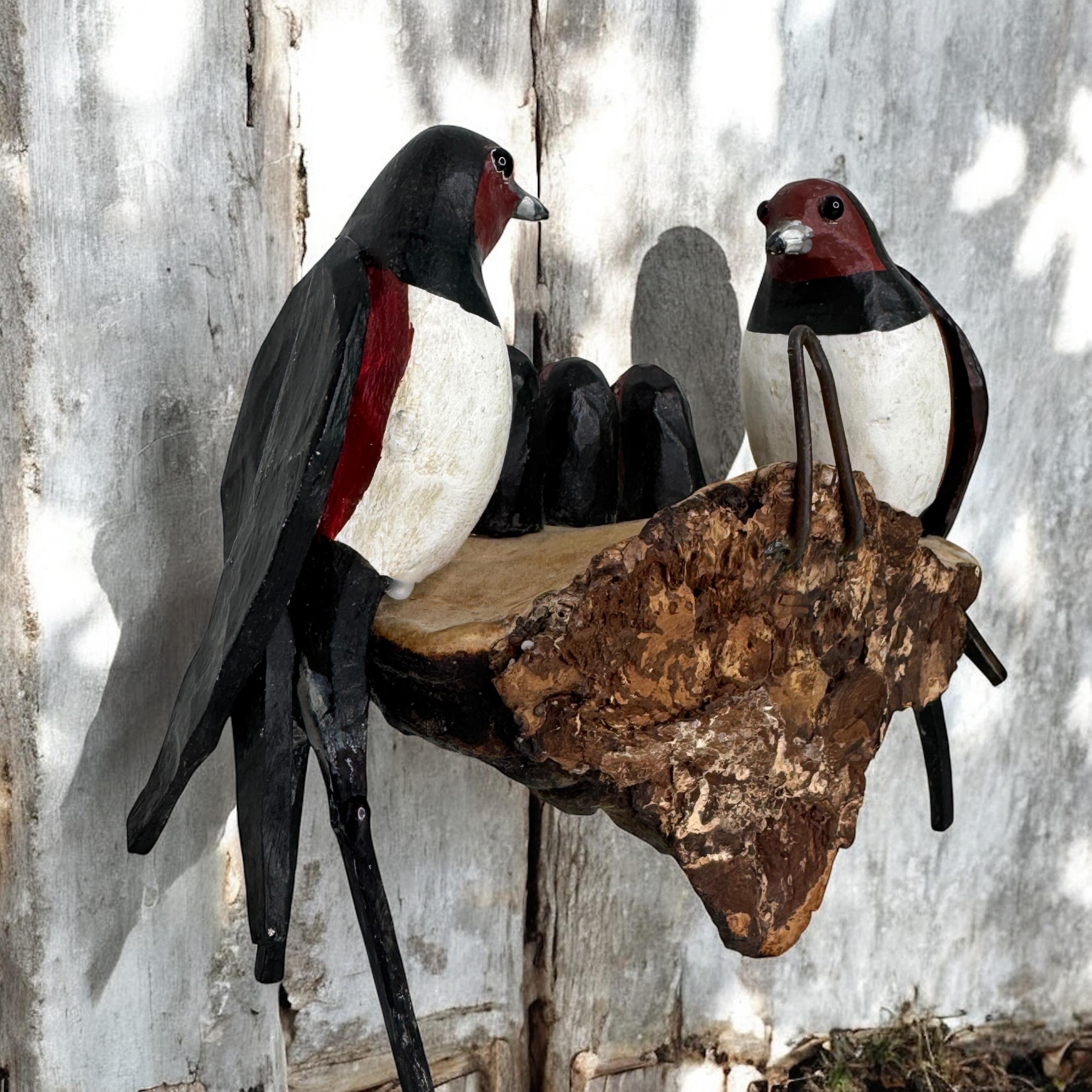 Swallow Nest Viechtauer Hand Carved Wood Bird Black Forest Folk Art Austria 1900 For Sale 5