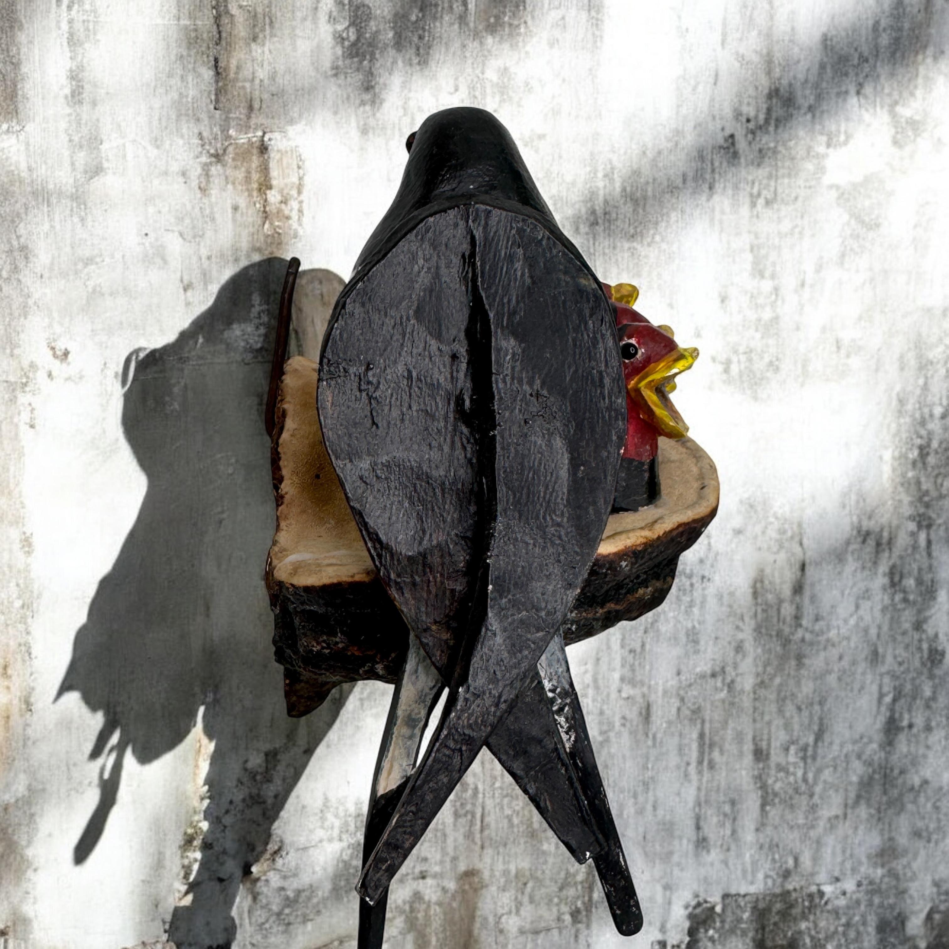 Swallow Nest Viechtauer Hand Carved Wood Bird Black Forest Folk Art Austria 1900 For Sale 7