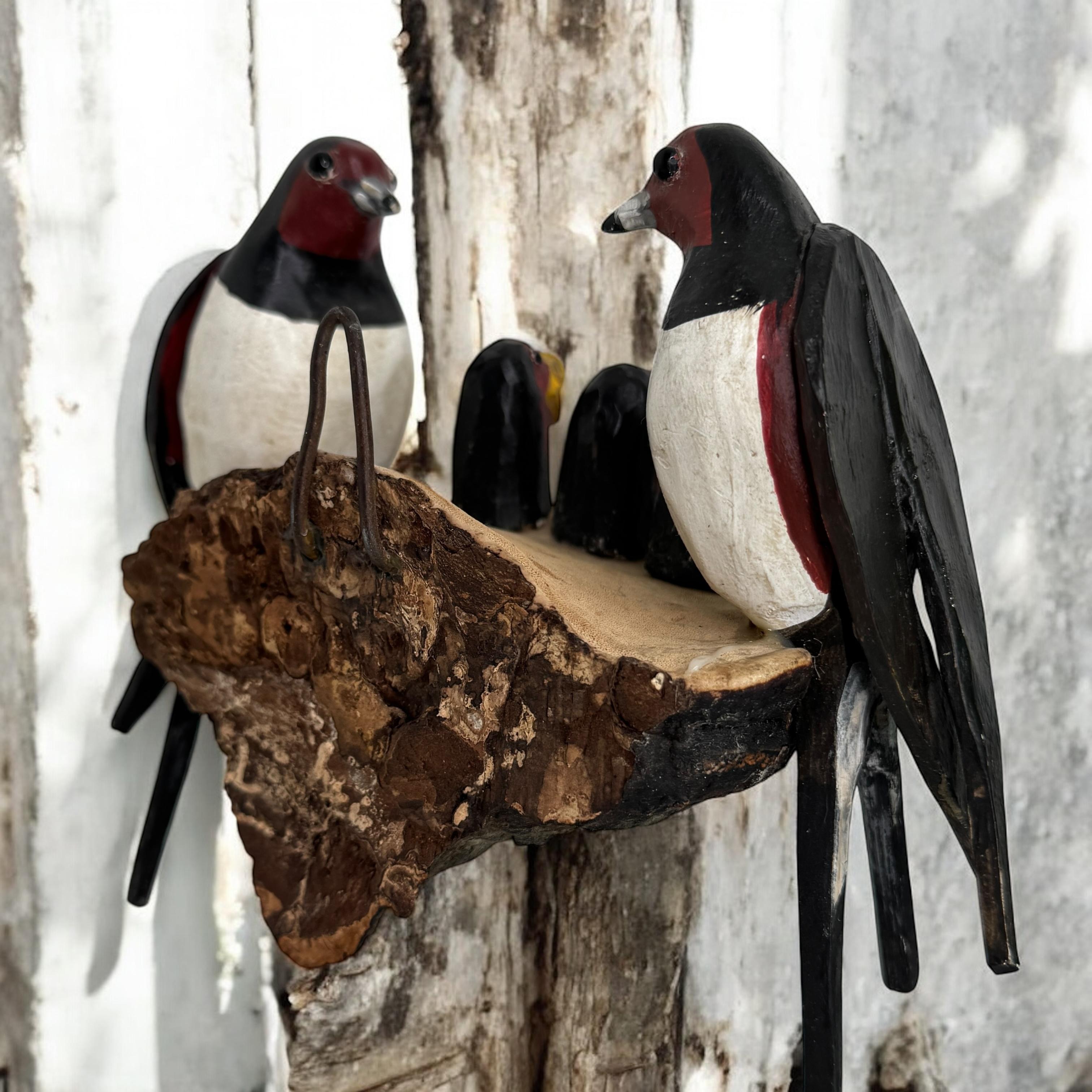 Swallow Nest Viechtauer Hand Carved Wood Bird Black Forest Folk Art Austria 1900 For Sale 8