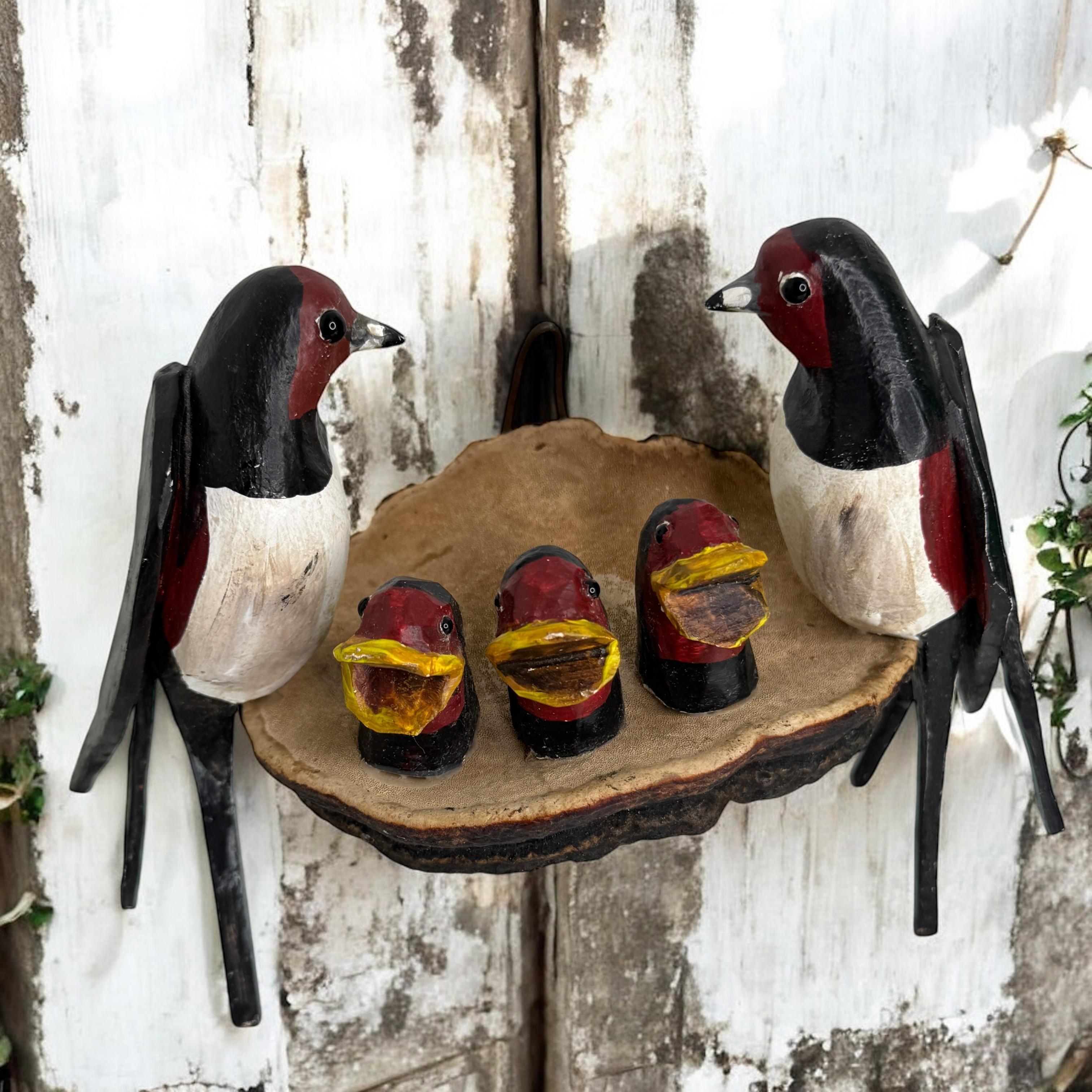 Swallow Nest Viechtauer Hand Carved Wood Bird Black Forest Folk Art Austria 1900 For Sale 9