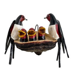 Swallow Nest Viechtauer Hand Carved Wood Bird Black Forest Folk Art Austria 1900