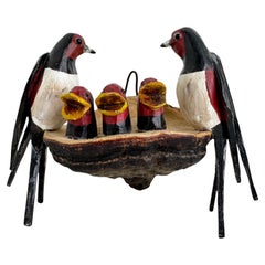 Schwalbennest Vichtauer Hand geschnitzt Holz Vogel Black Forest Volkskunst Österreich 1900s