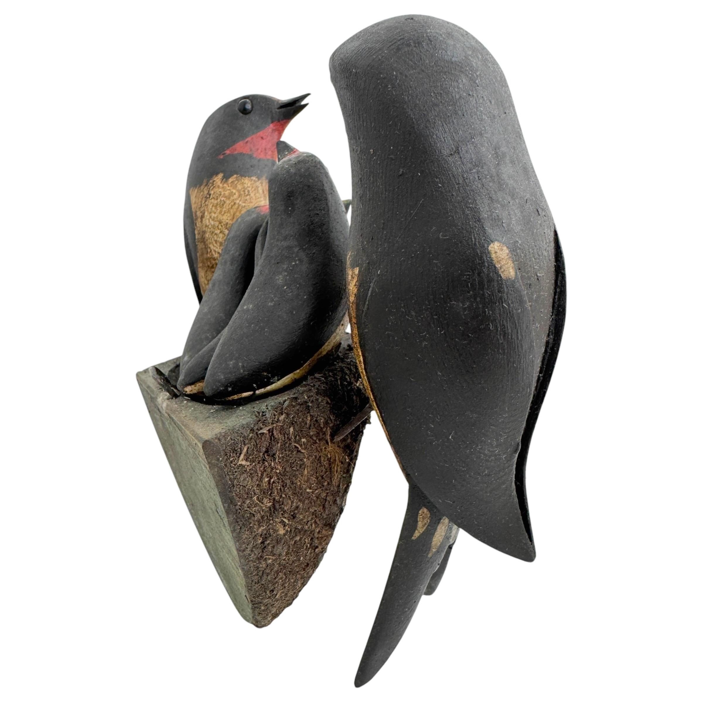Swallow Nest Vichtauer Hand Carved Wood Bird Black Forest Folk Art Austria 1910s 4