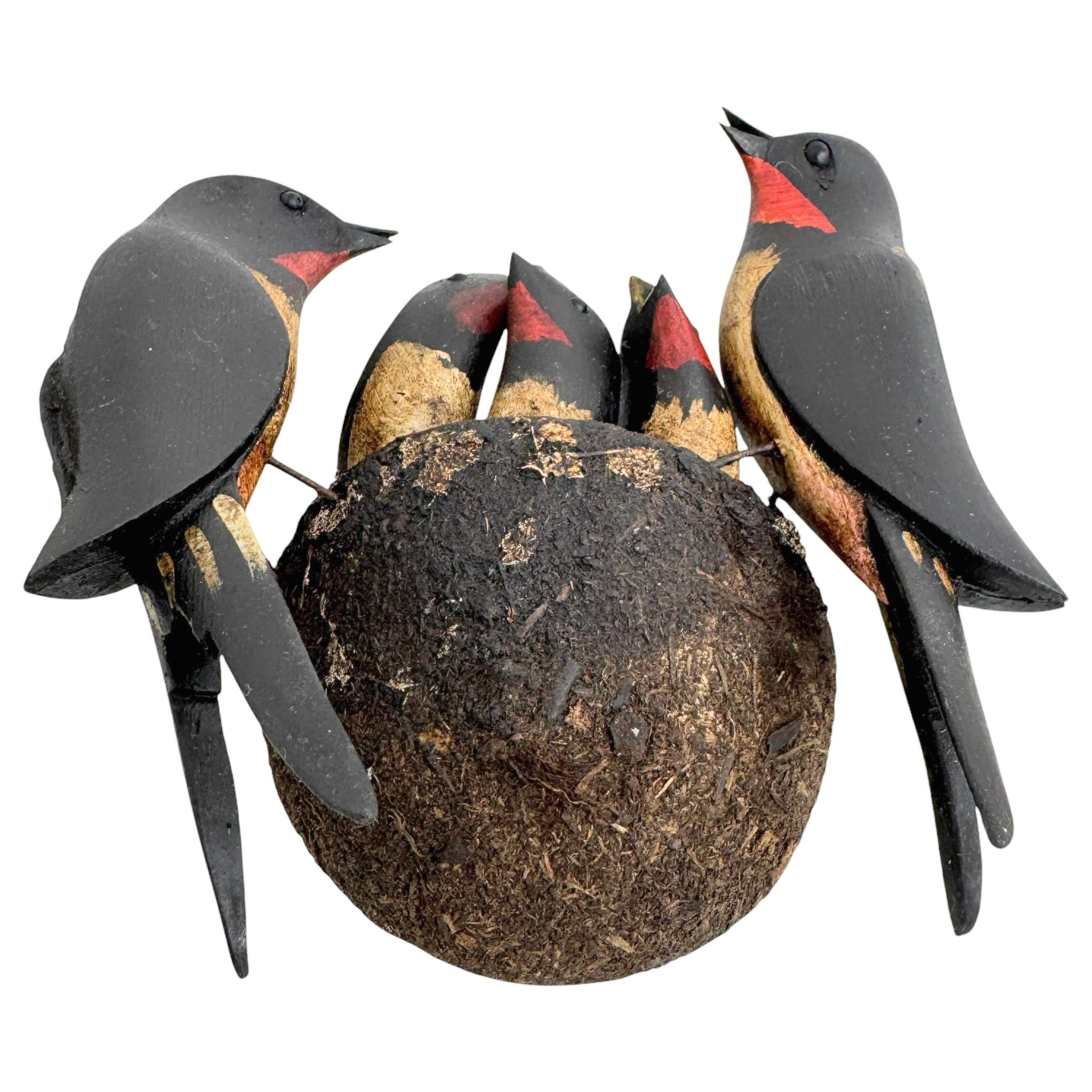 Swallow Nest Vichtauer Hand Carved Wood Bird Black Forest Folk Art Austria 1910s 5