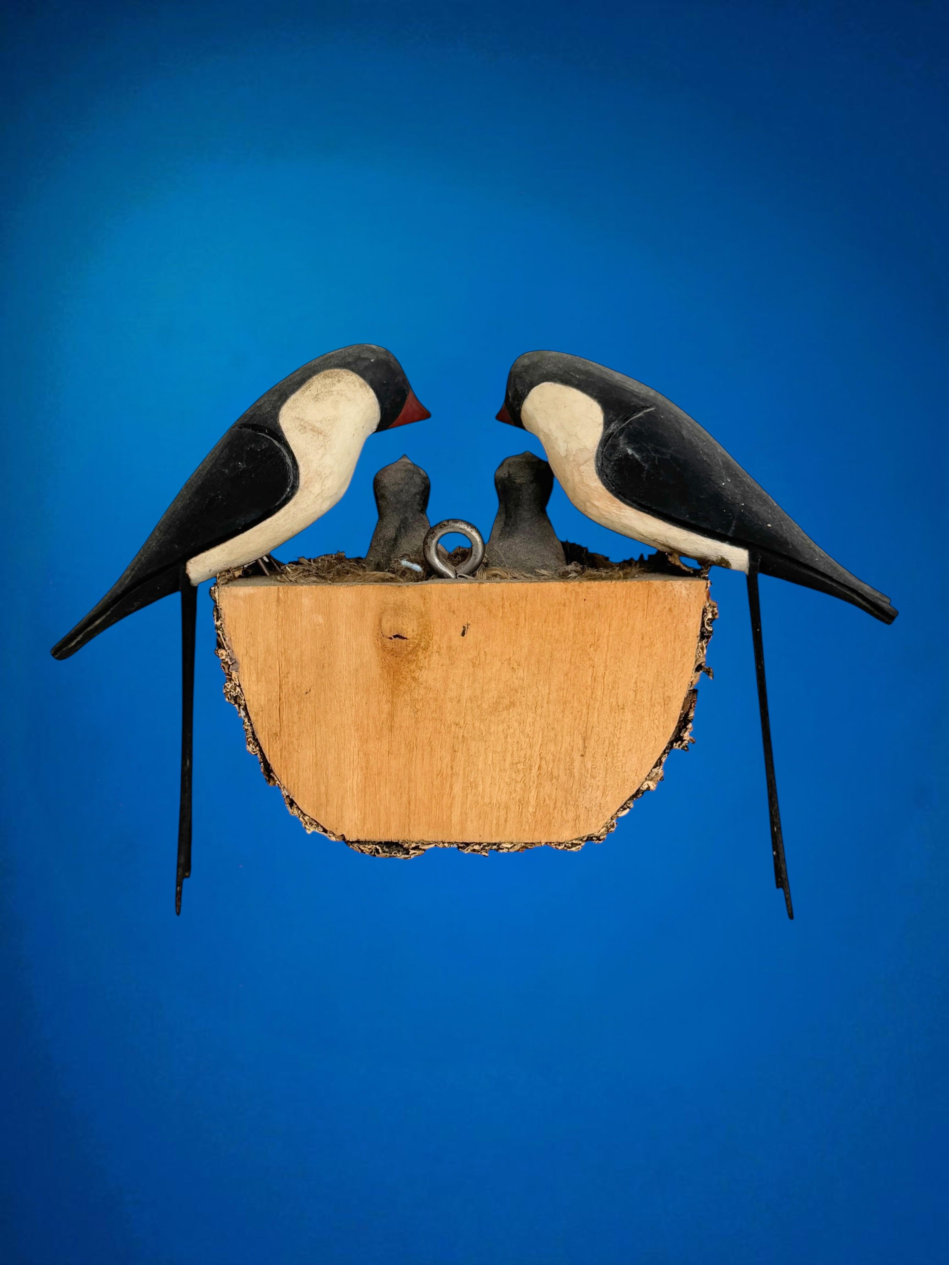 Swallow Nest Viechtauer Hand Carved Wood Bird Black Forest Folk Art Austria 1910 For Sale 10
