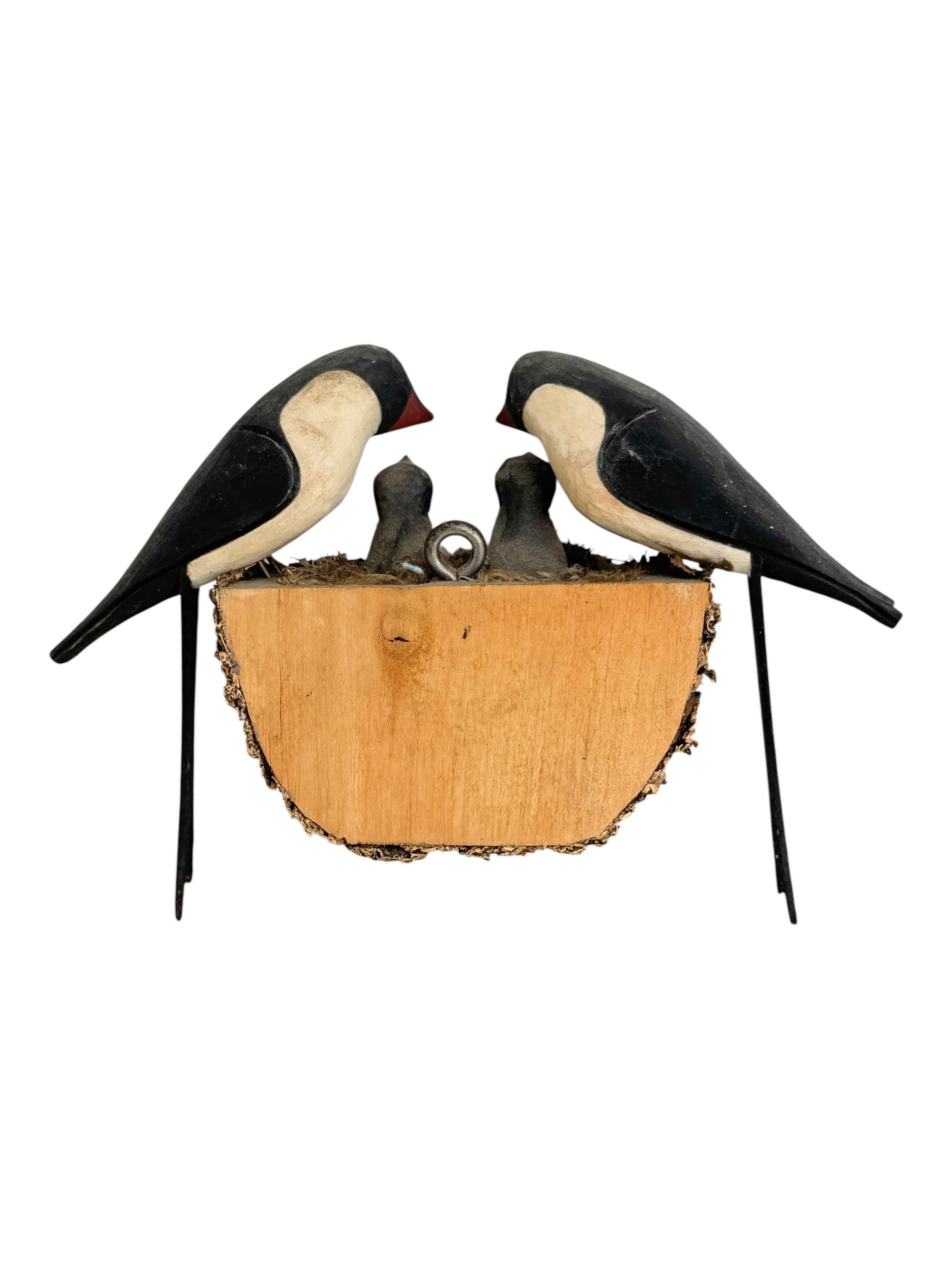 Early 20th Century Swallow Nest Viechtauer Hand Carved Wood Bird Black Forest Folk Art Austria 1910 For Sale