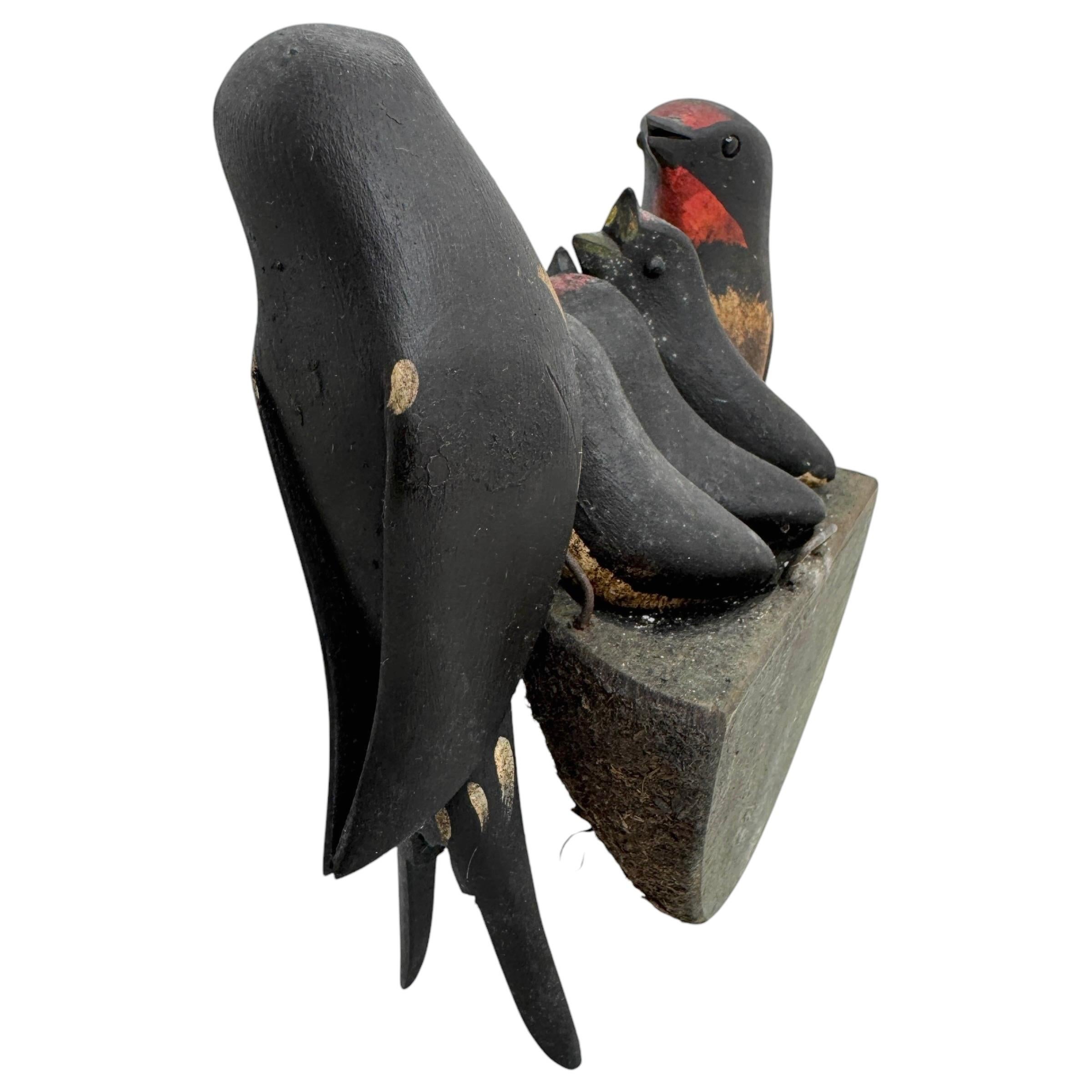 Swallow Nest Vichtauer Hand Carved Wood Bird Black Forest Folk Art Austria 1910s 1