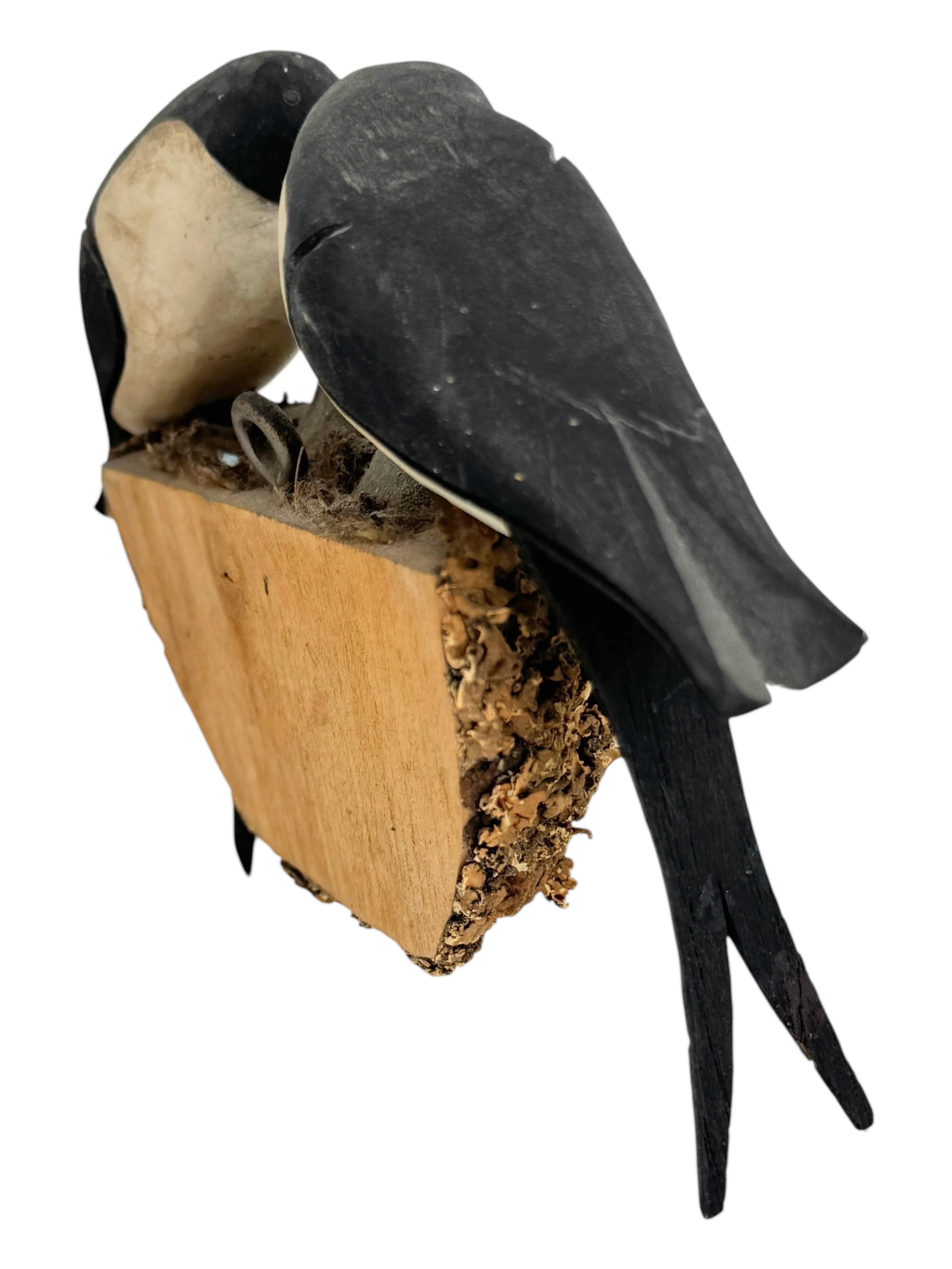 Swallow Nest Viechtauer Hand Carved Wood Bird Black Forest Folk Art Austria 1910 For Sale 3