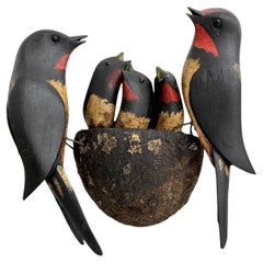 Swallow Nest Vichtauer Hand Carved Wood Bird Black Forest Folk Art Austria 1910s
