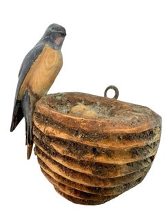 Swallow Nest Viechtauer Hand Carved Wood Bird Black Forest Folk Art Austria 1890