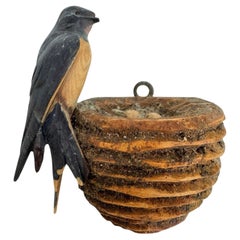 Swallow Nest Viechtauer Hand Carved Wood Bird Black Forest Folk Art Austria 1890